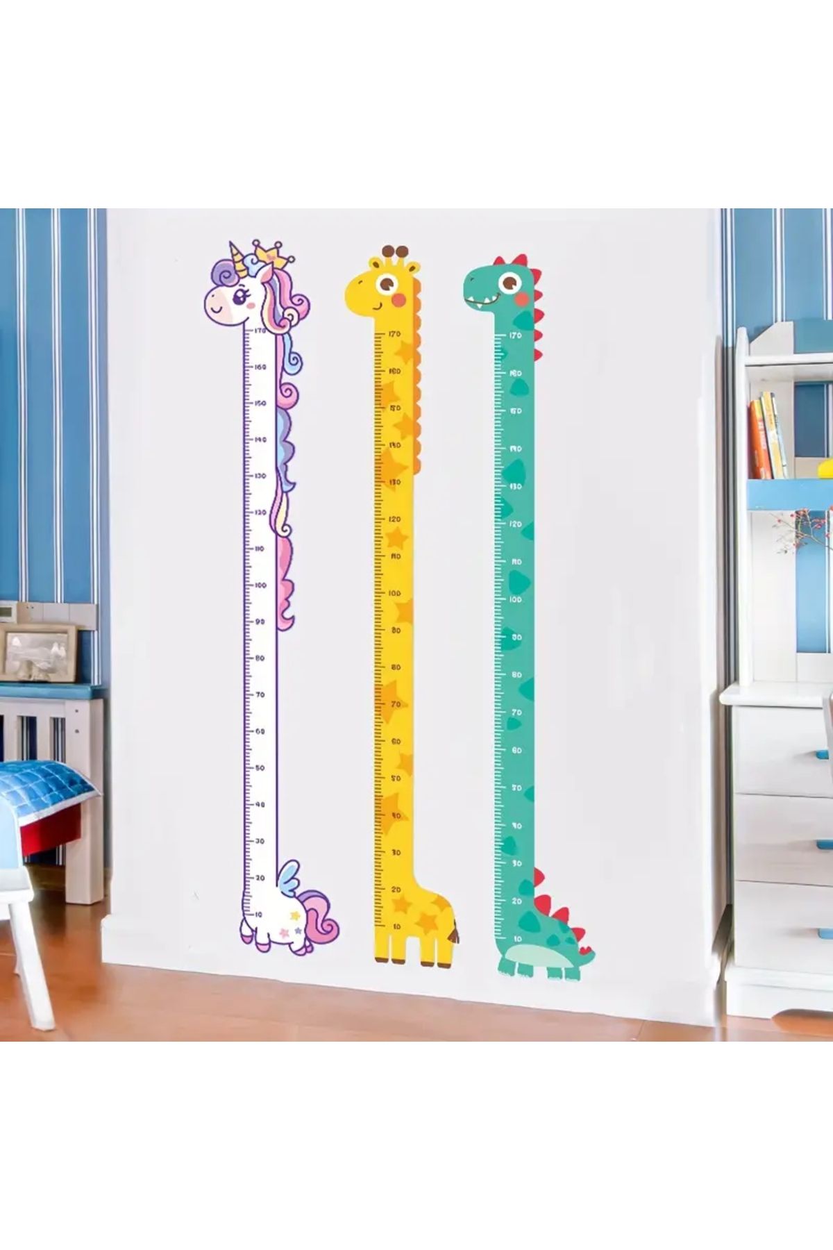 CreateFol Unicorn Zürafa Dinozor Oda Duvar Dekorasyon Yükseklik Ölçer Kendinden yapışkanlı Duvar Stickerı