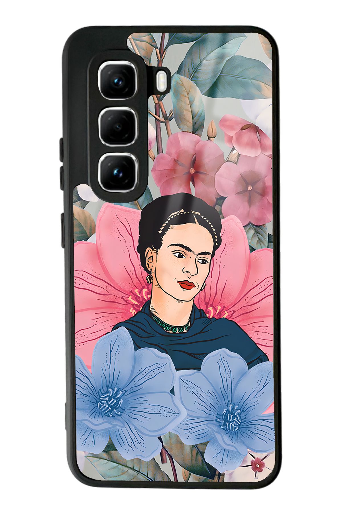 Spoyi İnfinix Hot 50 Pro Flowers Frida Kahlo Tasarımlı Glossy Telefon Kılıfı