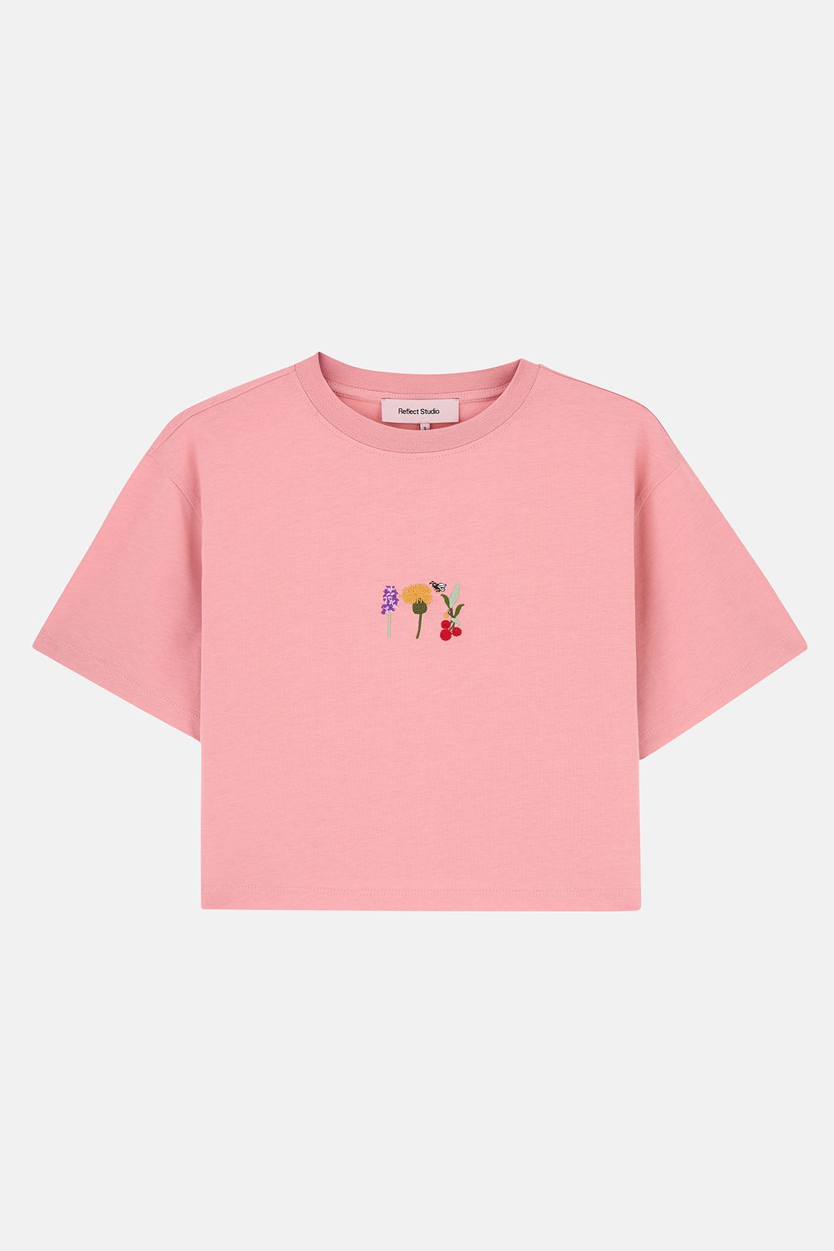 WWF Market Flowers Lightweight Crop T-Shirt - Pembe