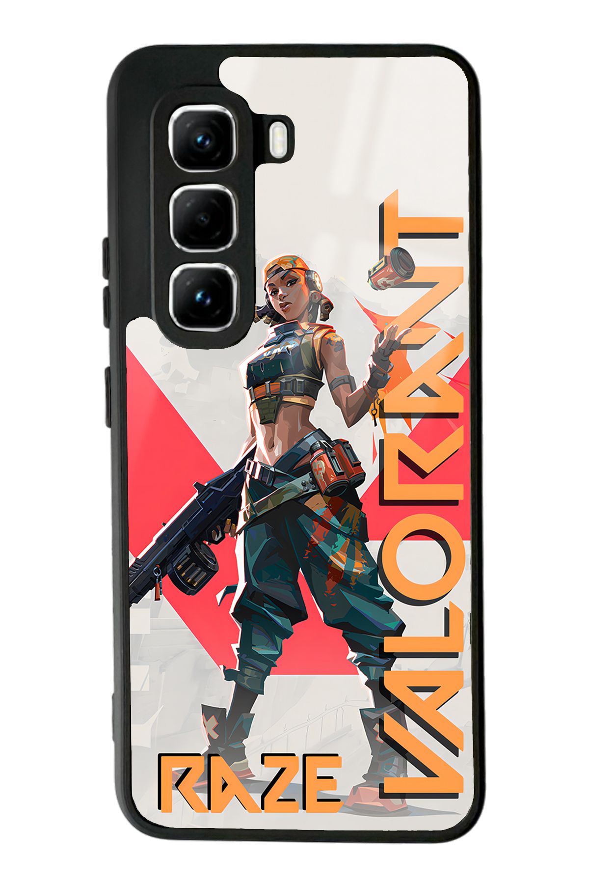 Spoyi İnfinix Hot 50 Pro Uyumlu Valorant Raze Tasarımlı Glossy Telefon Kılıfı