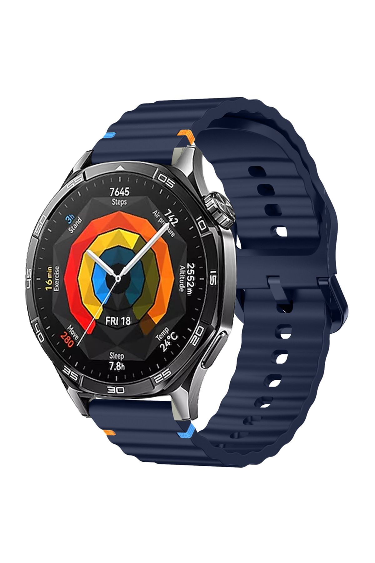 Sneezy Huawei Watch GT2 46 GT2 Pro 46 İle Uyumlu Dalga Desenli Tokalı Yumusaş Soft Silikon Kordon
