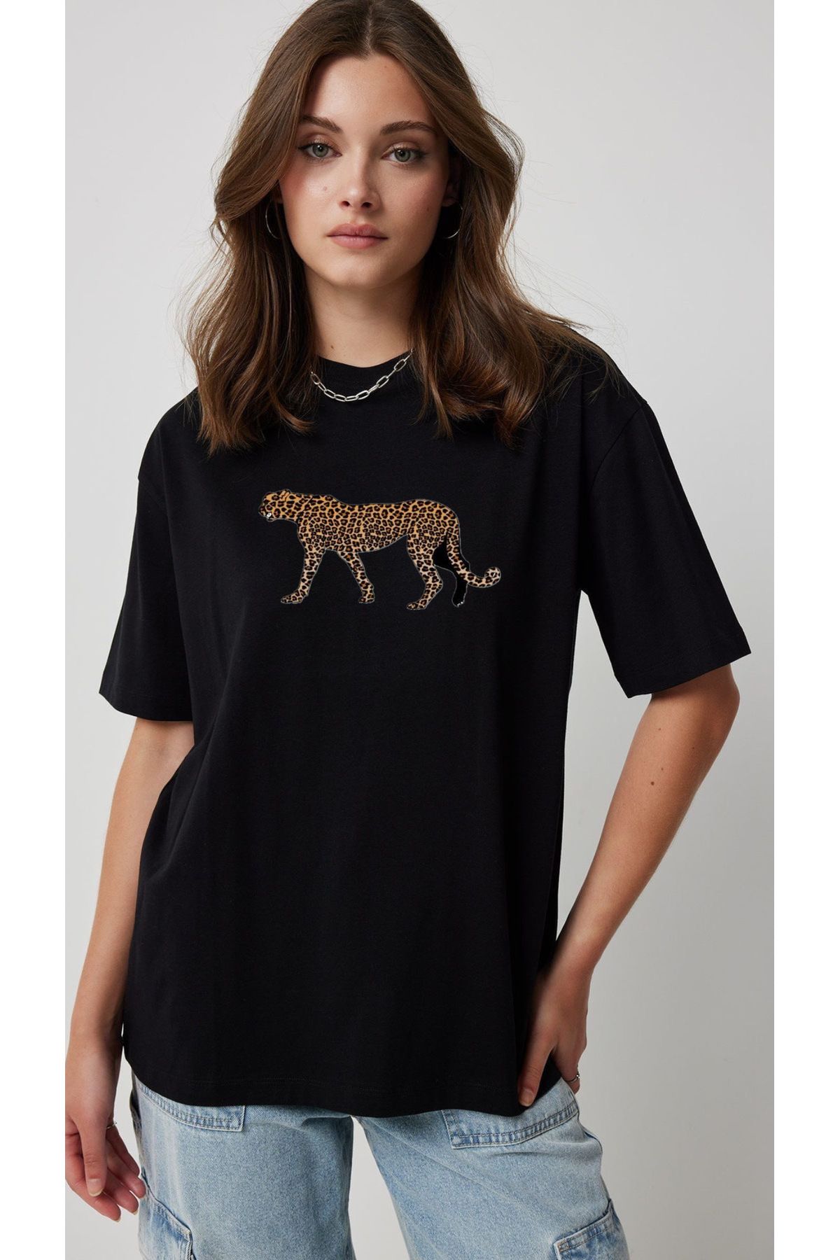 EQİ Leopar baskılı T-shirt