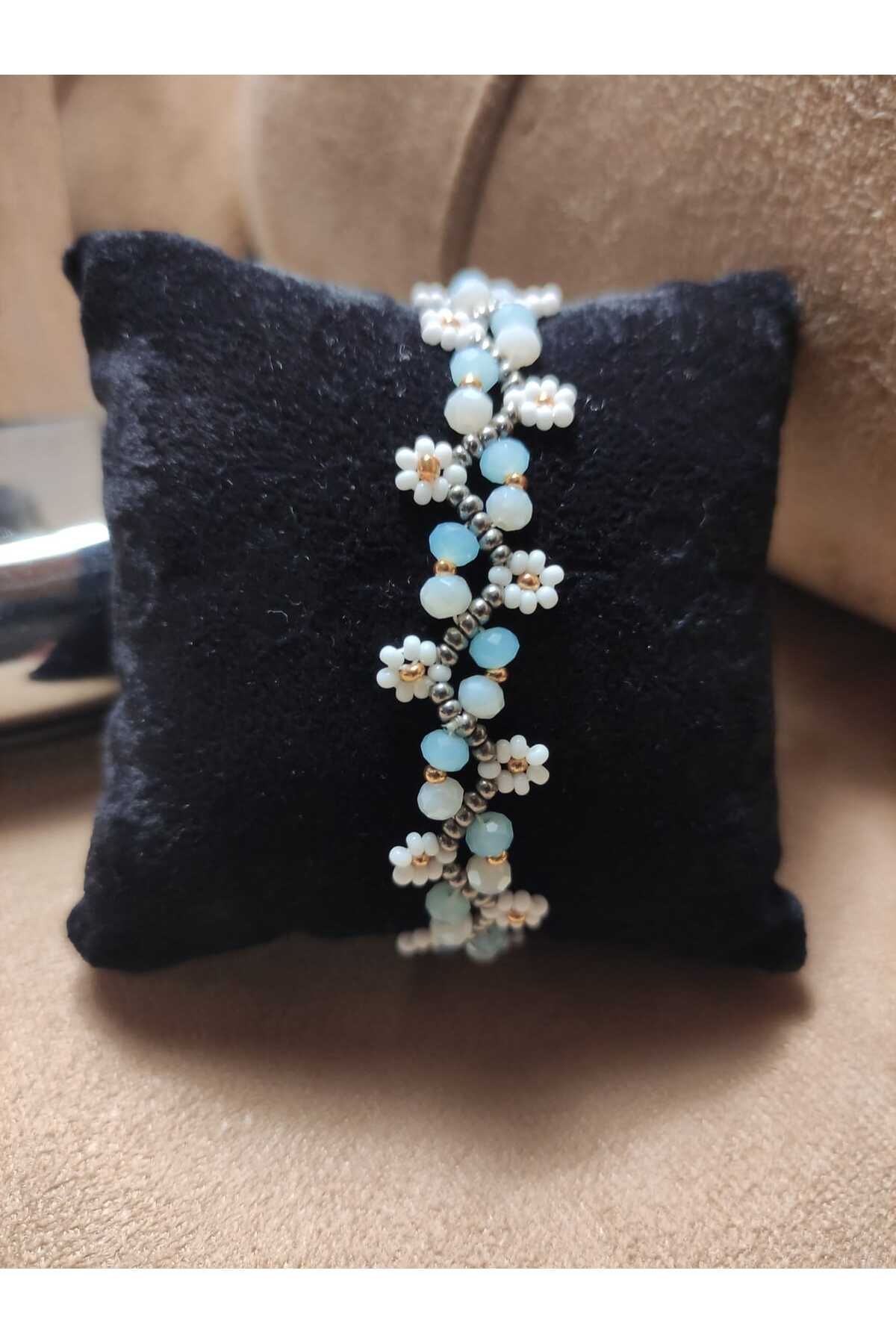 MODA Hand Made El yapımı Kadın Kristal Boncuk ve Cam Kum Boncuk Bileklik