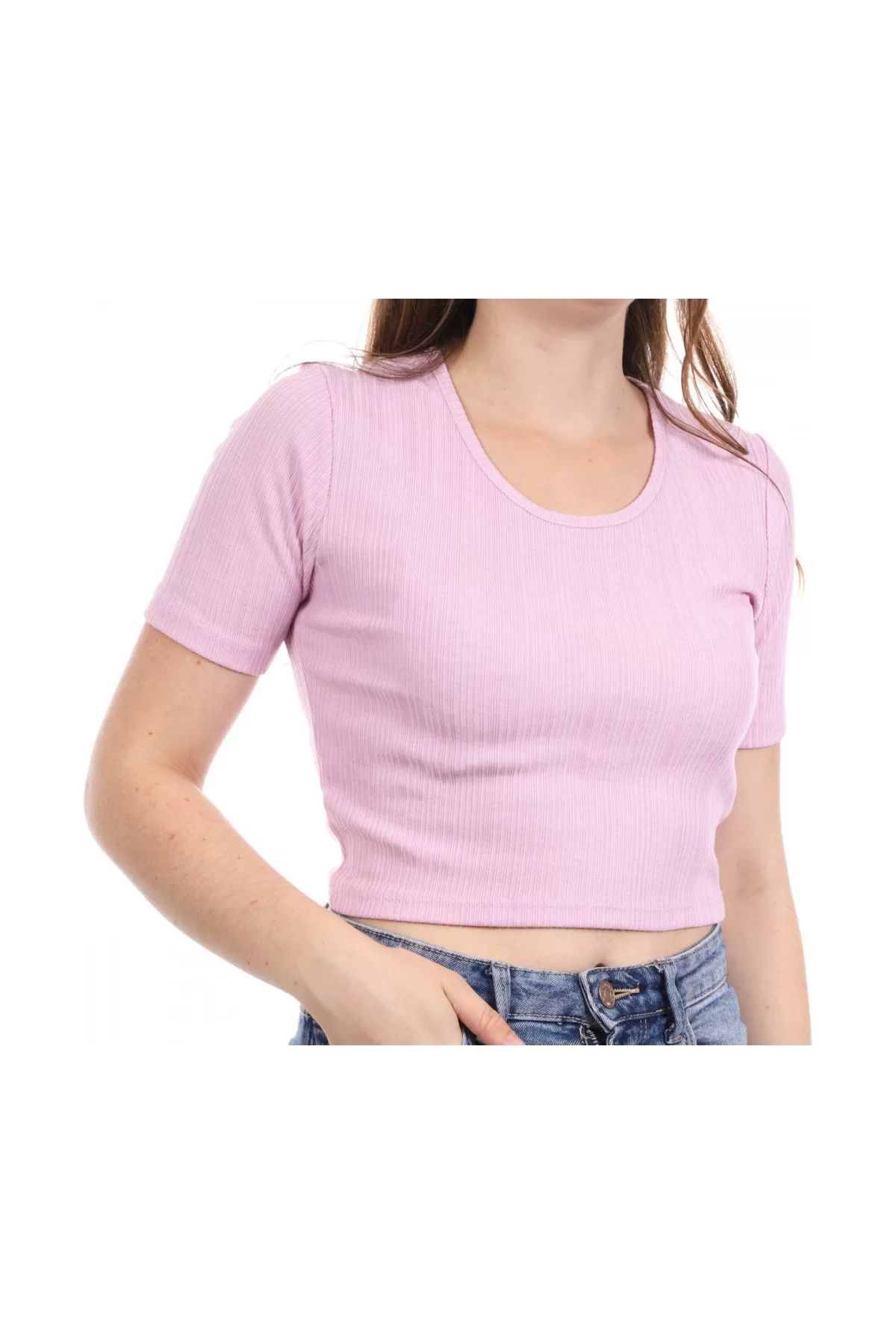 ONLY 15277721 Genis Yaka Fitilli Kumas Body - Lila