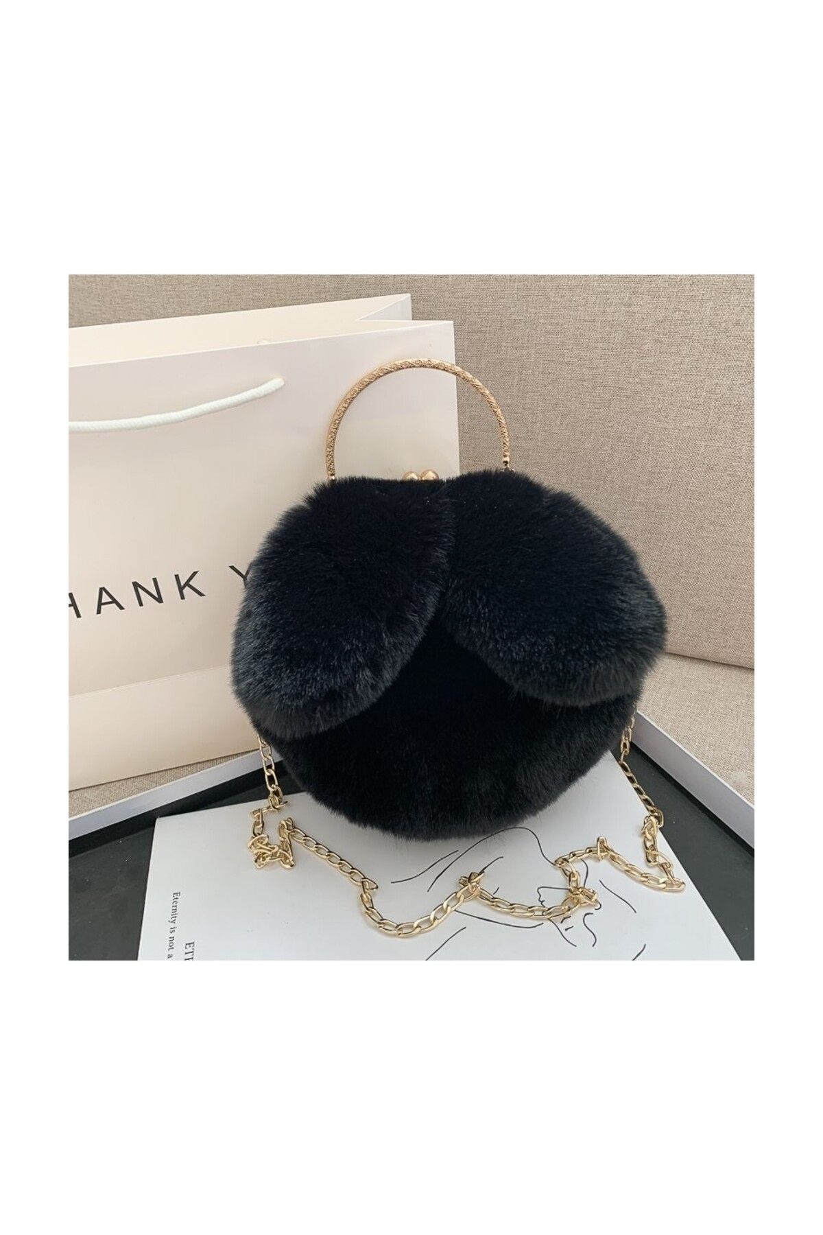 AyShop Stil Tarz Kadın Tavşan Kulak Zincirli Omuz Çantası