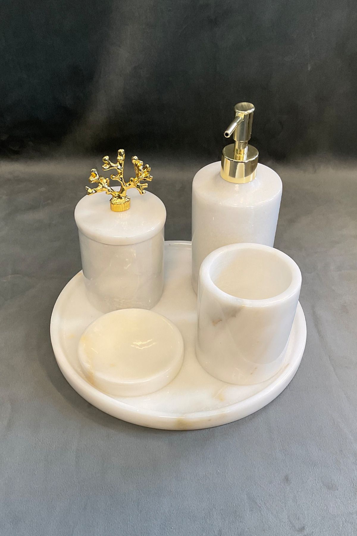 LİZ TASARIM ÜRÜN DOĞAL MERMER BANYO SETİ 5 Lİ