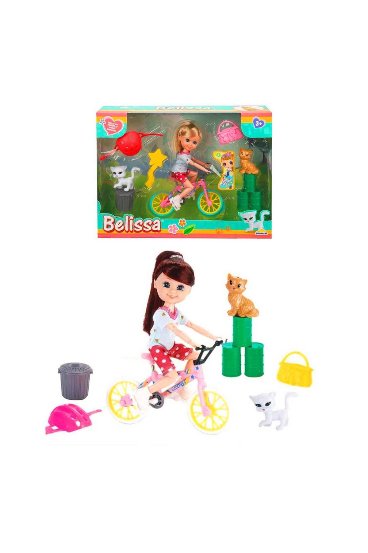 Sunman BELİSSA BEBEK BELİSSANIN BİSİKLETİ VE SEVİMLİ HAYVANLARI 15 CM 3+