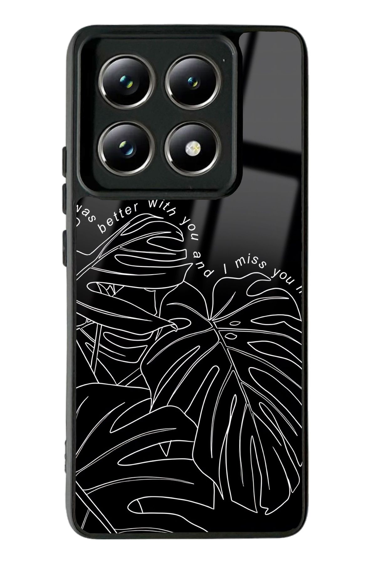 Spoyi Xiaomi Mi 14 T Pro Dark Leaf Tasarımlı Glossy Telefon Kılıfı