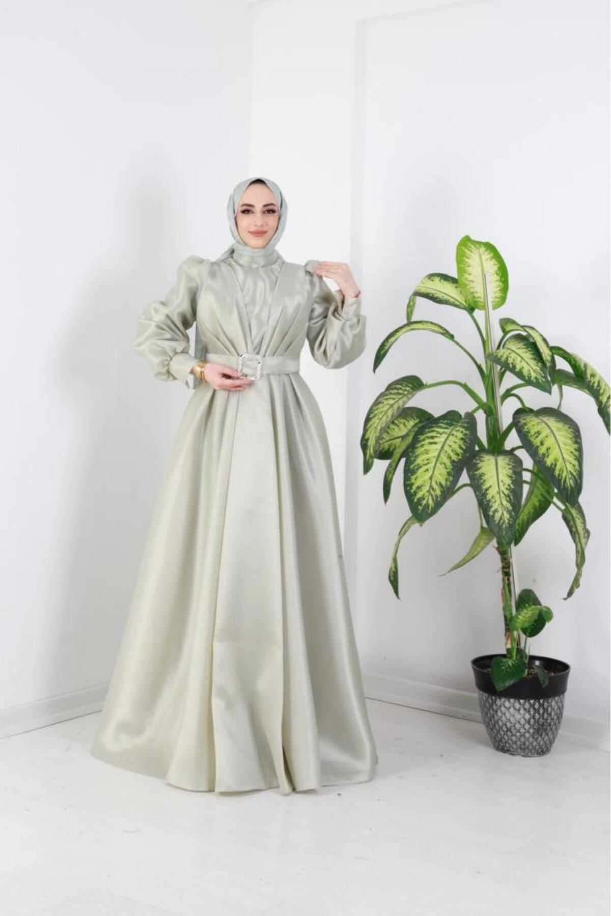 AbiyeSultan Kadın Tesettür Abiye - Ladin Prenses Abiye - Prenses Model Abiye