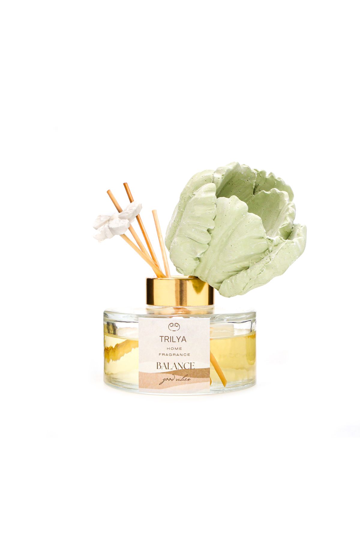 Trilya 150 ml Seramik Lale Taşlı Bambu Çubuklu Ice Flowers Oda Kokusu