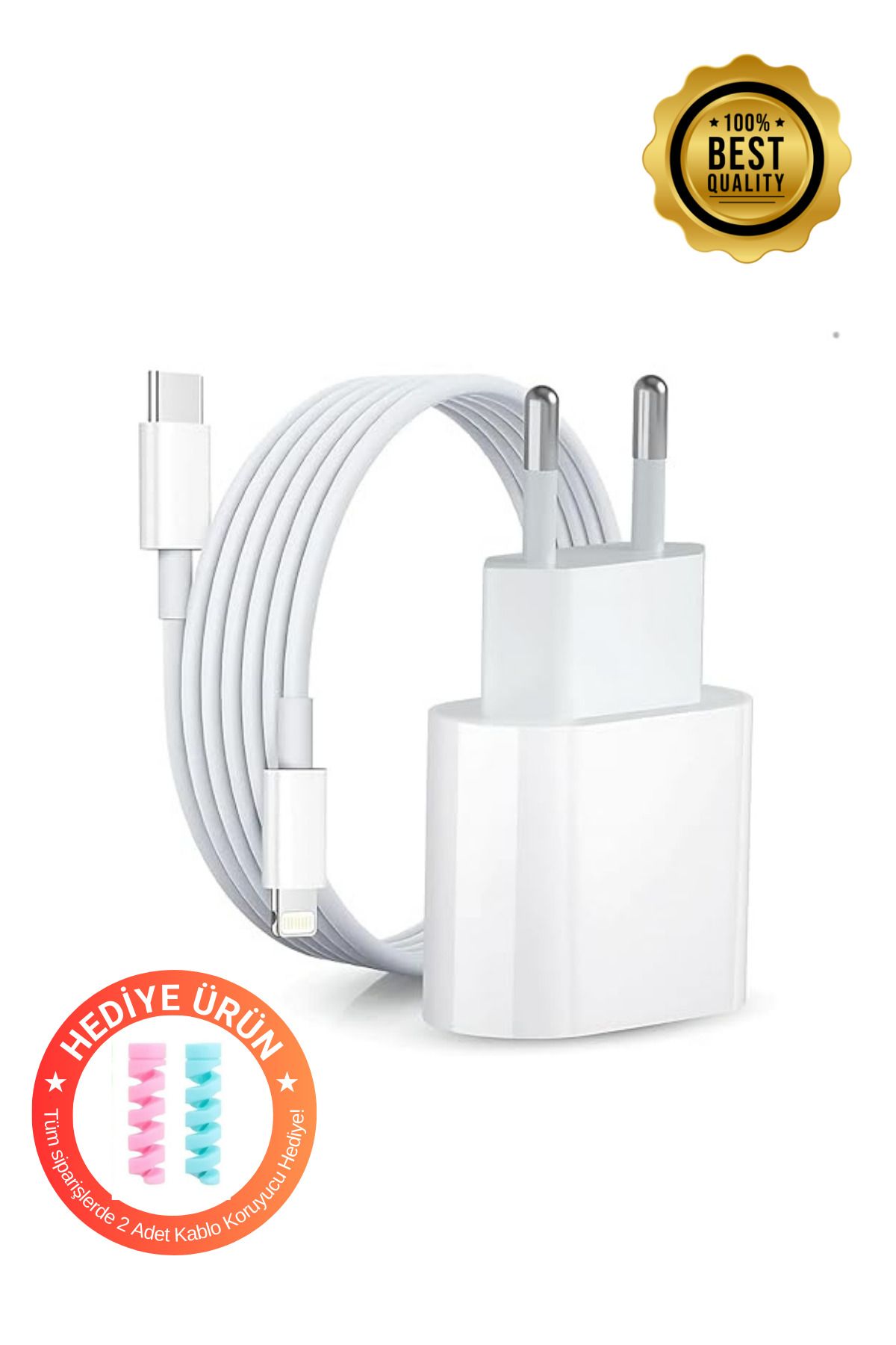 Barbanti Mobile Iphone Tüm Cihazlar İle Uyumlu Hızlı Şarj Seti 20W Adaptör(TYPE-C) + Şarj Kablosu (TYPE-C/Ligtning)