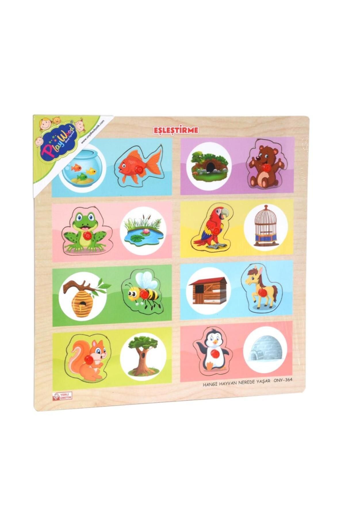 NessiWorld ONY-363-364 Ahşap Tutmalı Eşleştirme Hangi Hayvan Nerede Yaşar -Onyıl