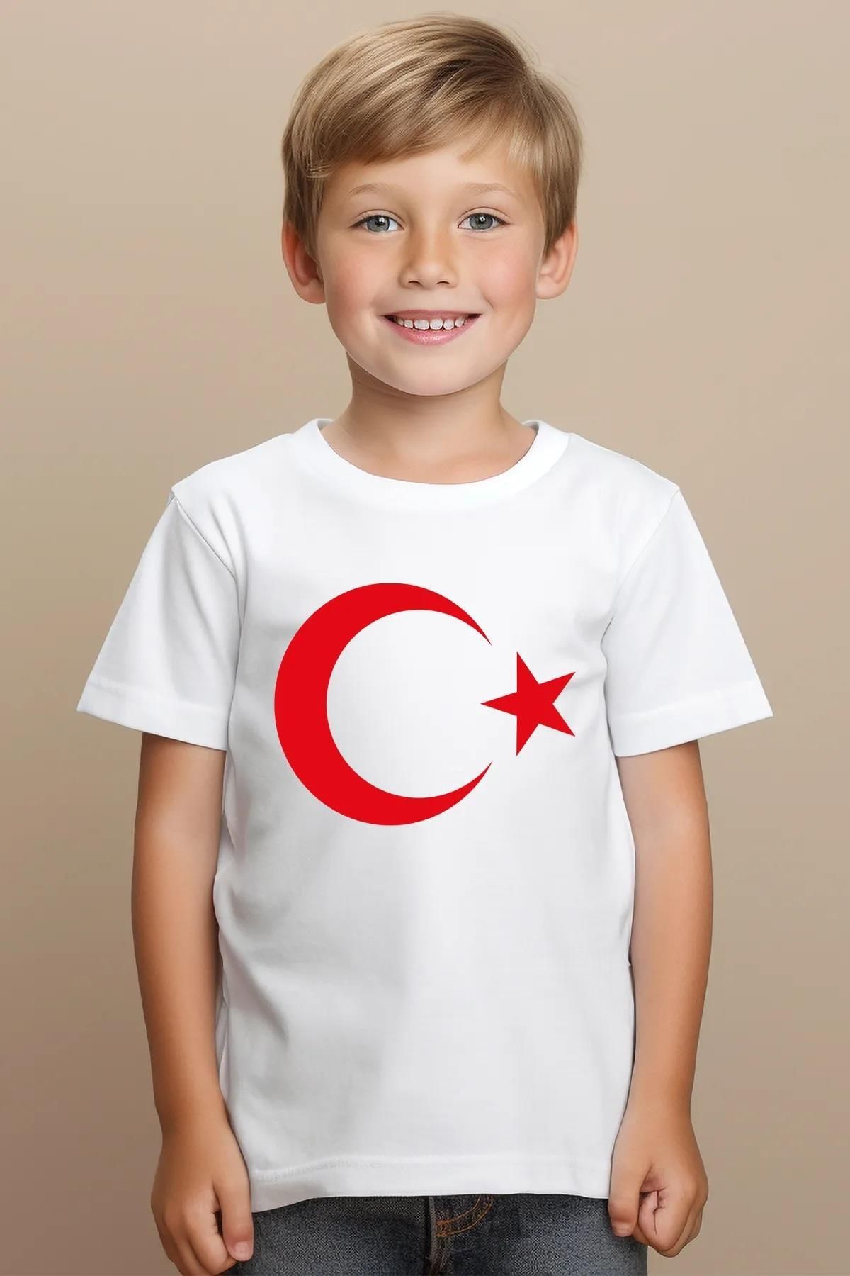 Naz Bebek-Dode Flora Kids Moon Star Crescent Printed T-Shirt 3