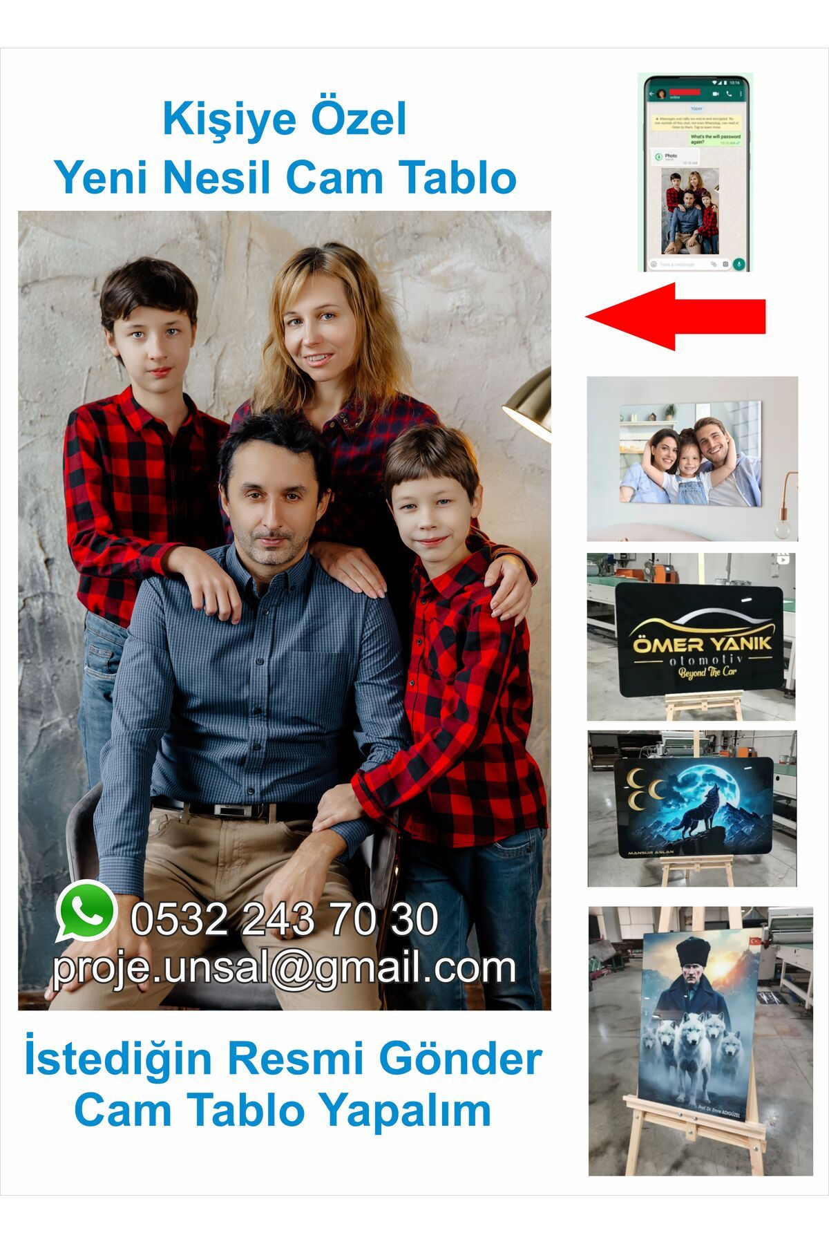 CAM Kişiye Özel Cam Tablo Gönder resmini Tablo yapalım