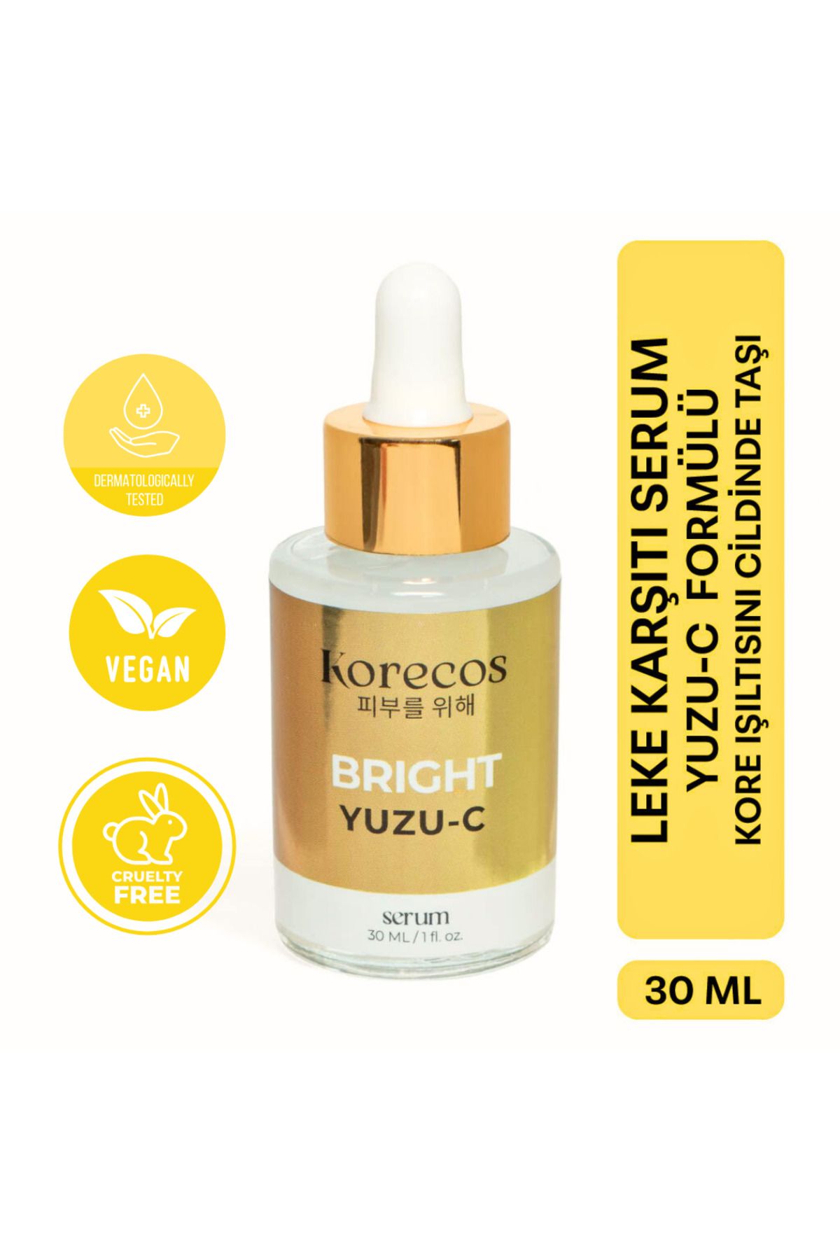 KORECOS Aydınlatıcı, Leke Karşıtı, Canlılık Veren C Vitamini, Yuzu-c Bright Serum, Güney Kore Serum