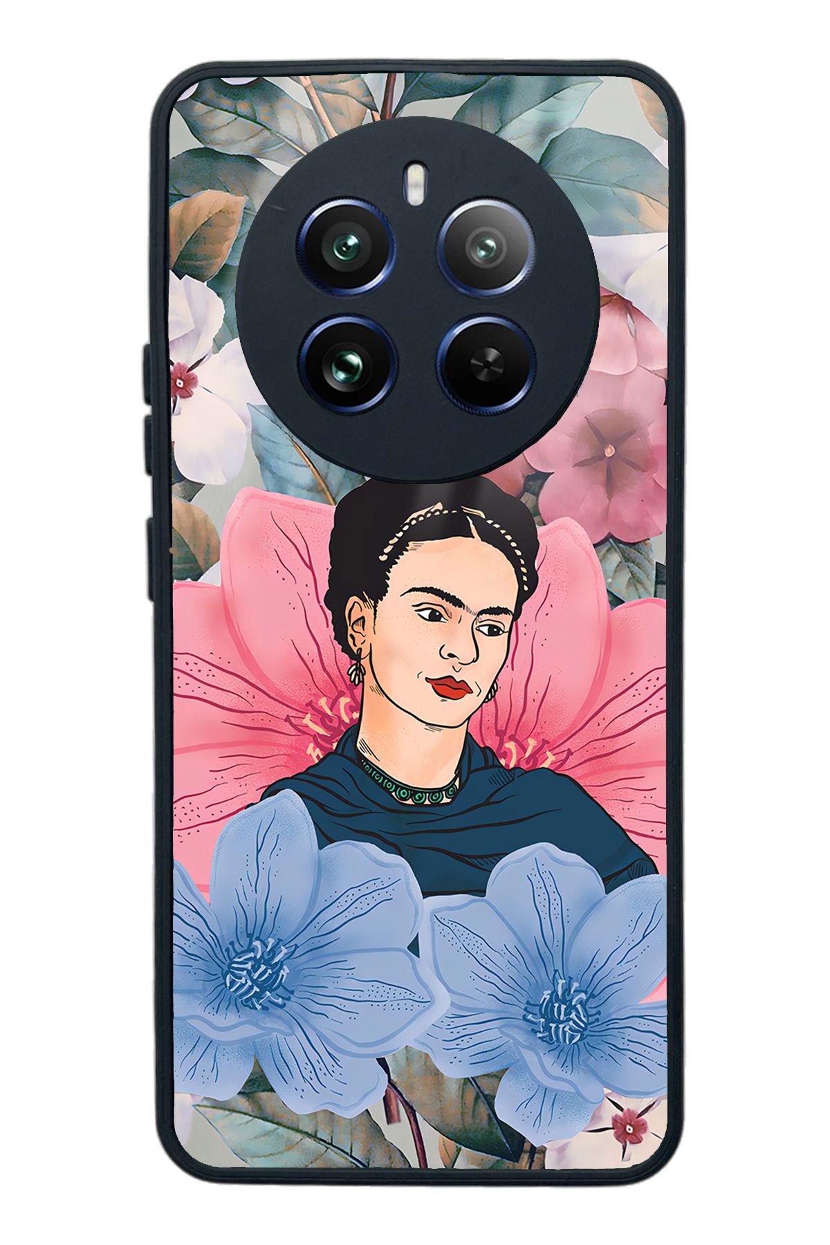 Spoyi Oppo Realme 12 Pro Plus Flowers Frida Kahlo Tasarımlı Glossy Telefon Kılıfı