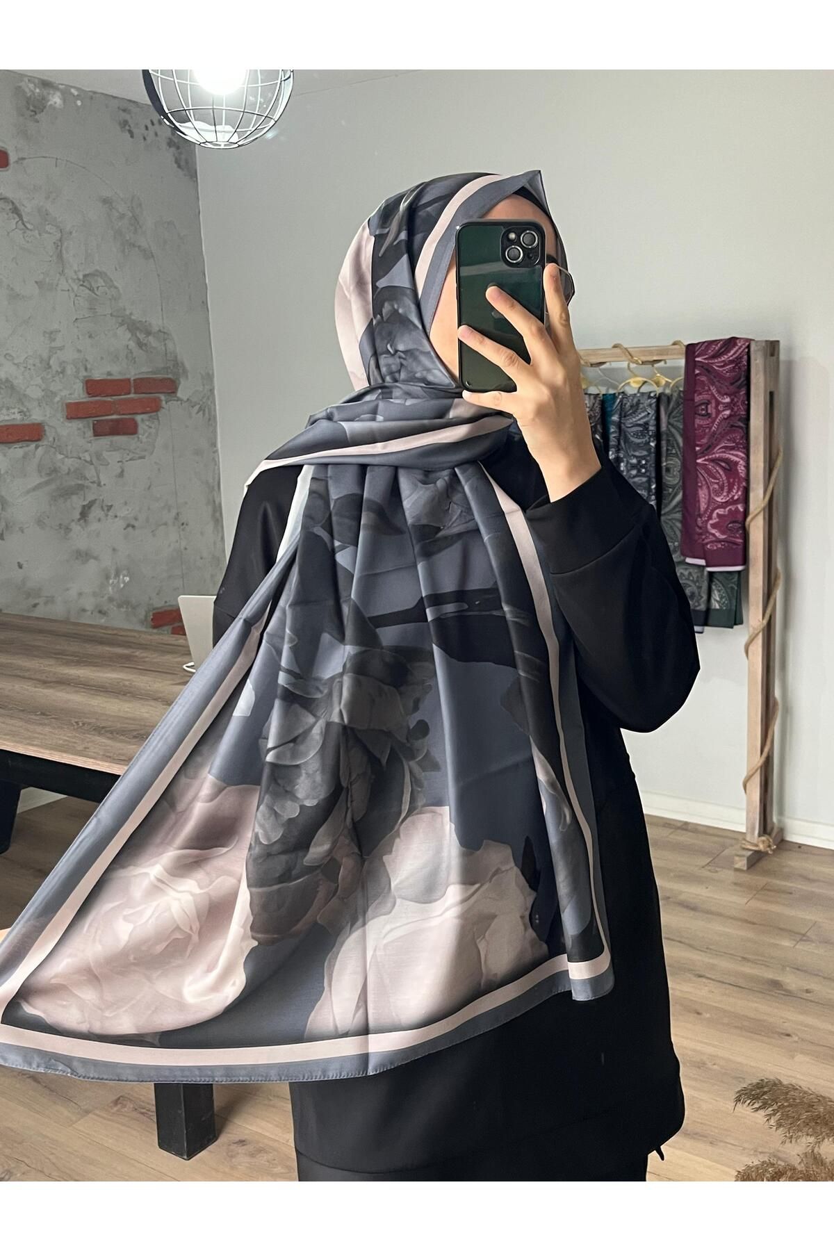 Merwiss Lotus Desen Soft Soğuk Gri Şal