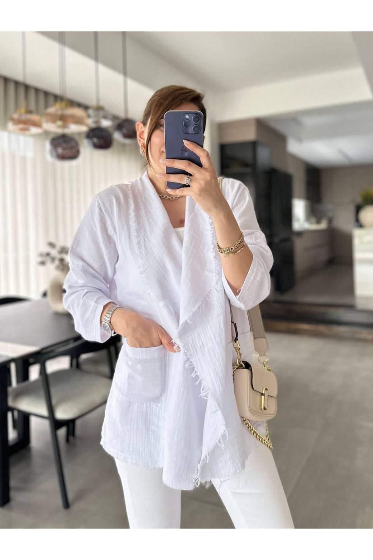 Cielo Fashion Kadın Pis Dikiş Şal Yaka kimono