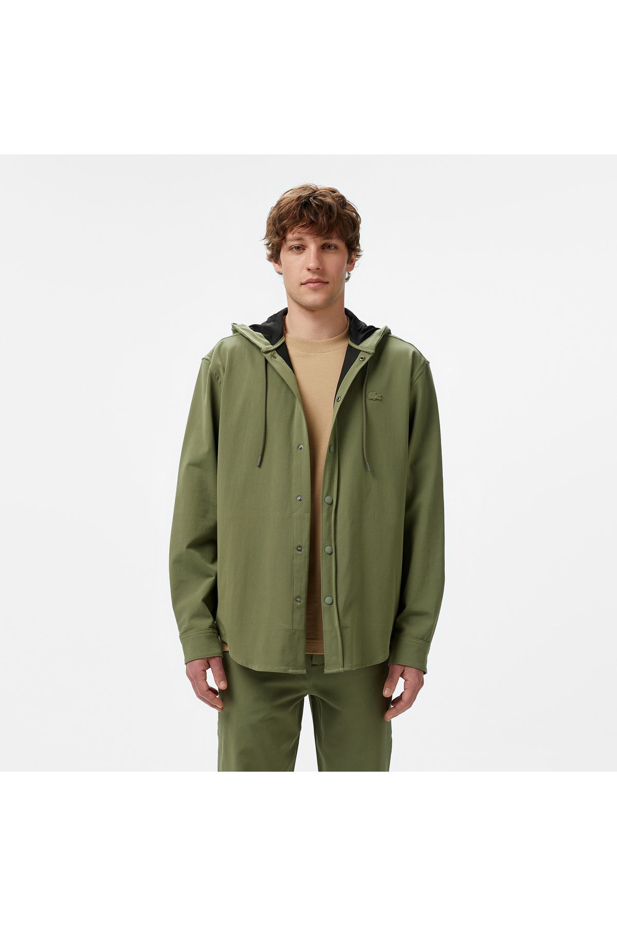 کاپشن خاکی سرپوش دار مردانه ریلکس Lacoste