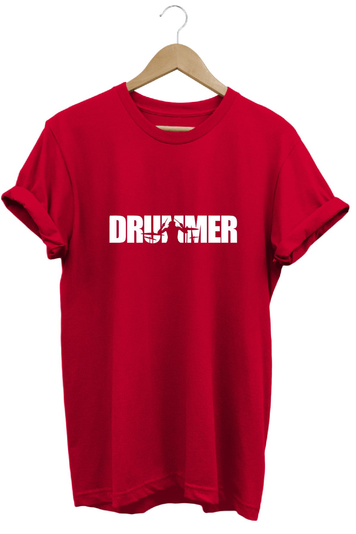 remonz Drummer Davulcu Baskılı %100 Pamuk Regular Fit Bisiklet Yaka T-shirt