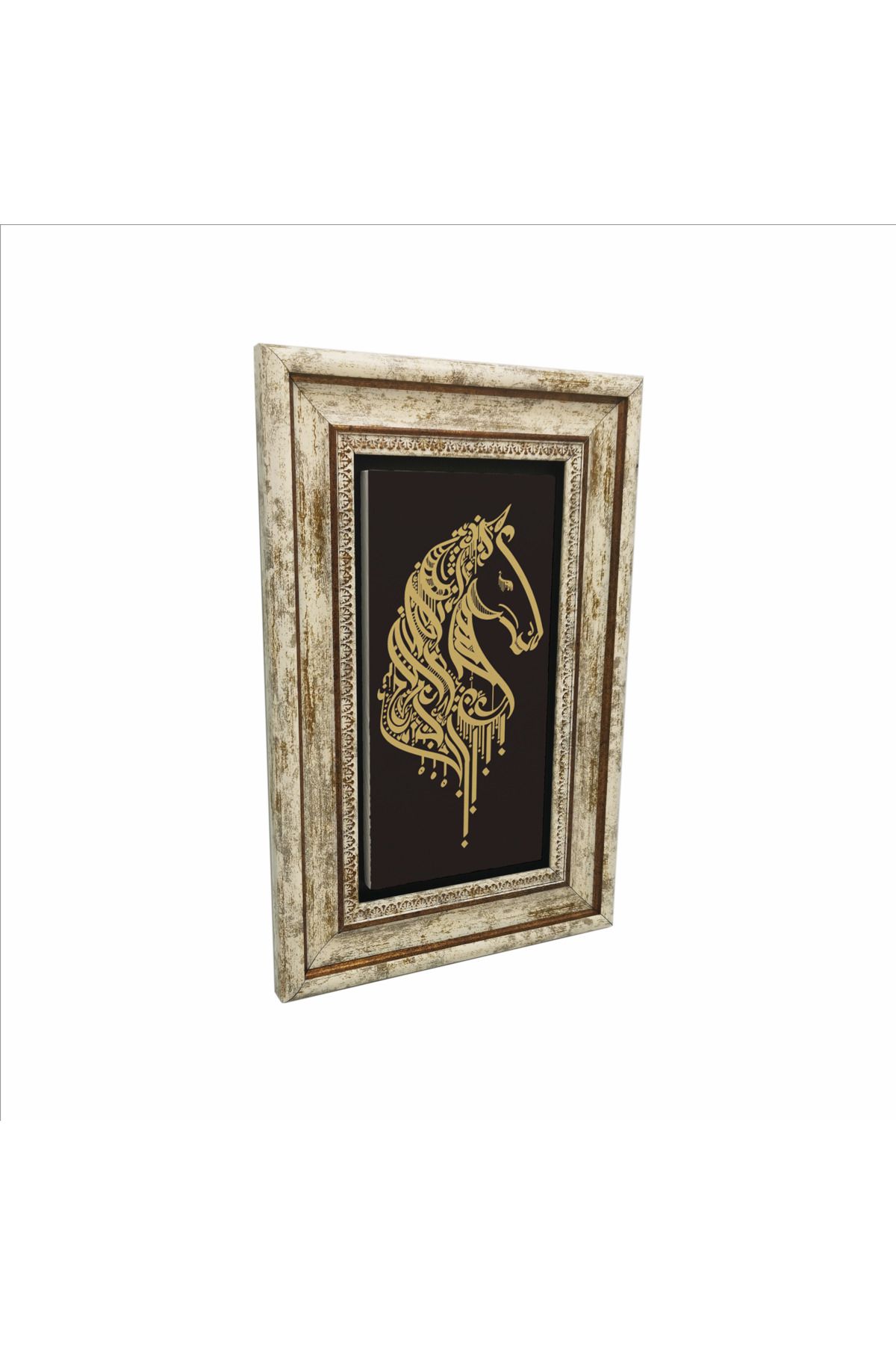 Sadrazam Arap Harfleri ile At Resmi Baskılı Doğaltaş Tablo (20 X 30 DH-58)
