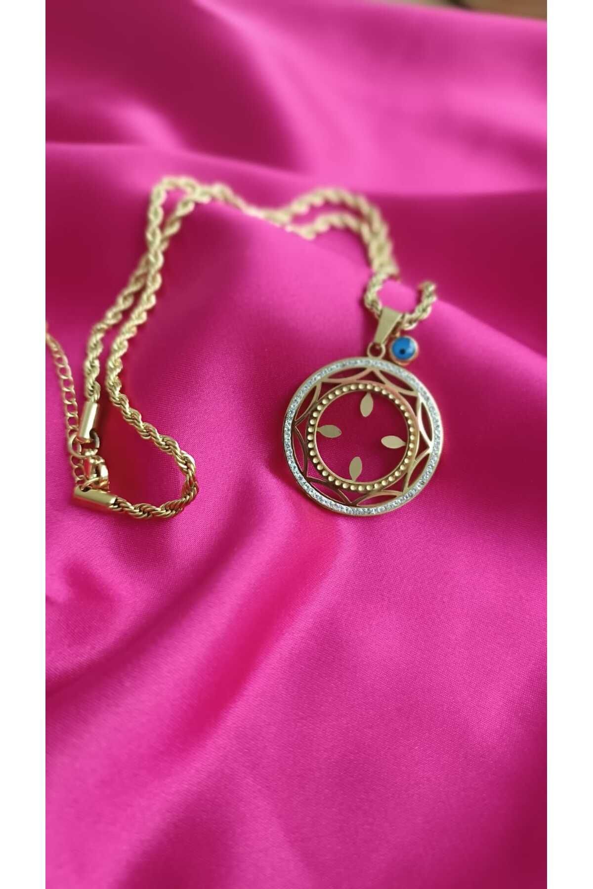 shop Çelik Kararma Yapmaz Zirkon Taşlı Şık Zarif Çeyreklik Kadın Kolye