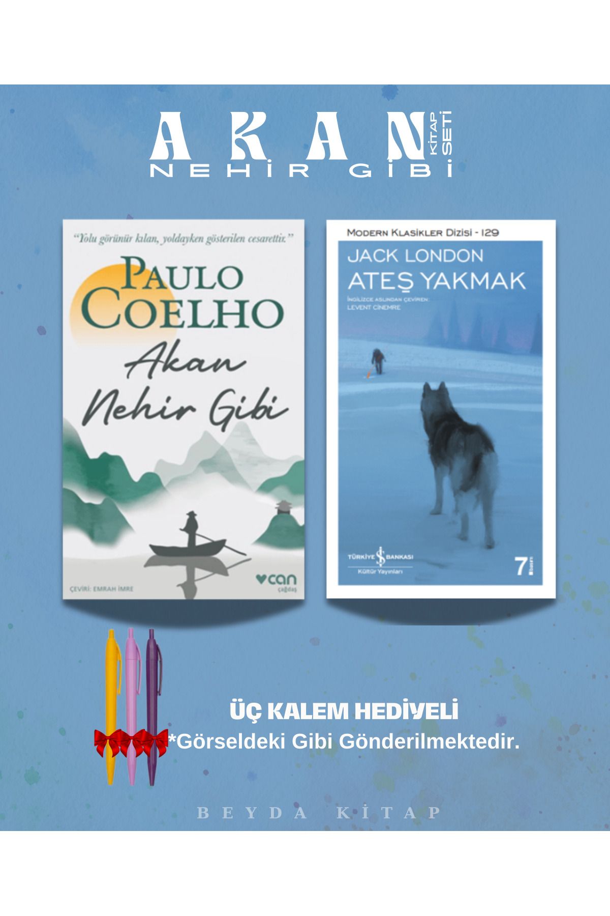 TÜRKİYE İŞ BANKASI KÜLTÜR YAYINLARI Akan Nehir Gibi - Ateş Yakmak - Paulo Coelho - Kalem Hediyeli - Kitap Seti