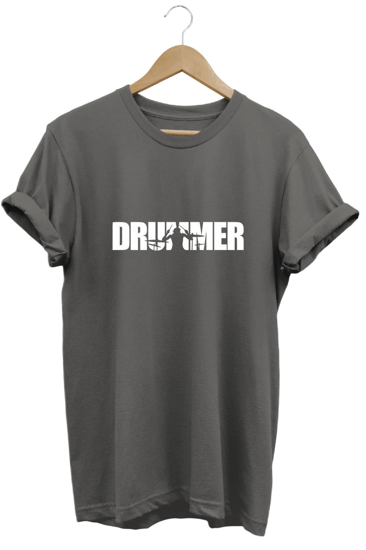 remonz Drummer Davulcu Baskılı %100 Pamuk Regular Fit Bisiklet Yaka T-shirt