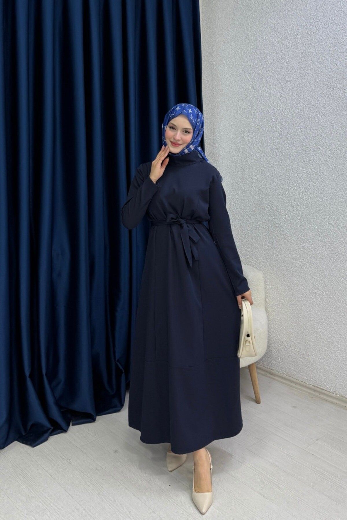 lurex moda Balıkçı Yaka Krep Elbise