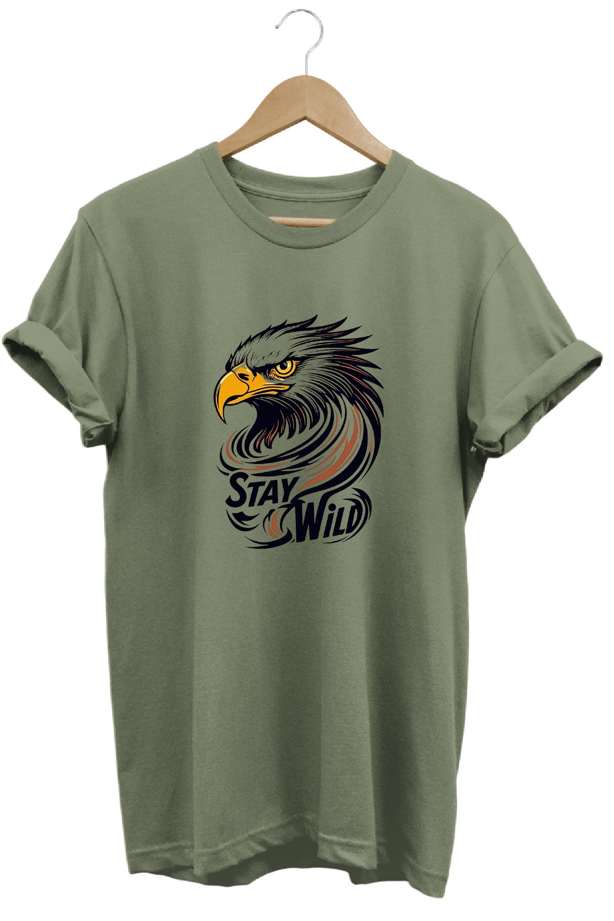 remonz Eagle Kartal Baskılı %100 Pamuk Regular Fit Bisiklet Yaka T-shirt