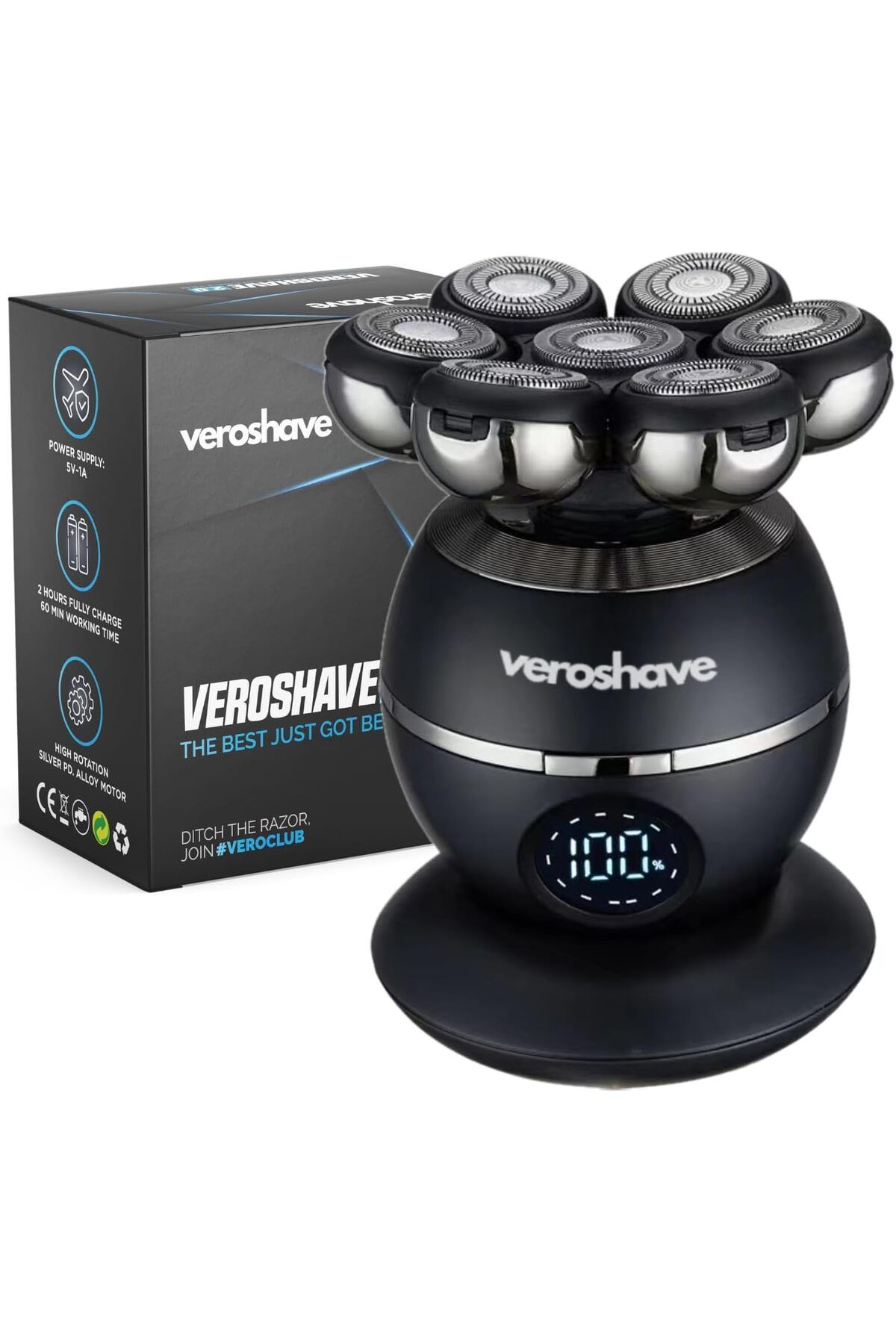 VEROSHAVE Erkekler için 7 Bıçaklı Kel Kafa Tıraş Makinesi