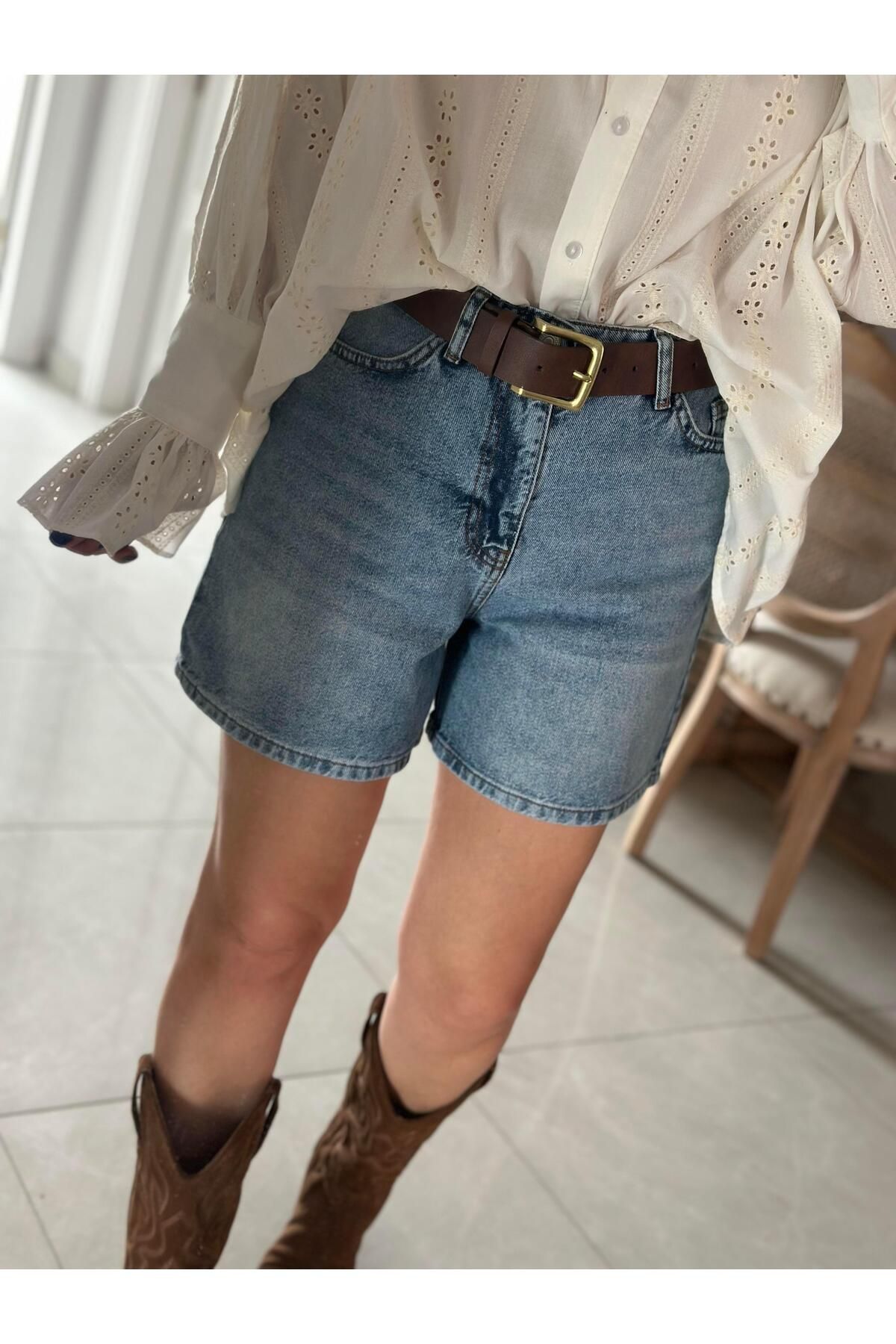 2she Düz Kesim Mini Denim Şort - Mavi