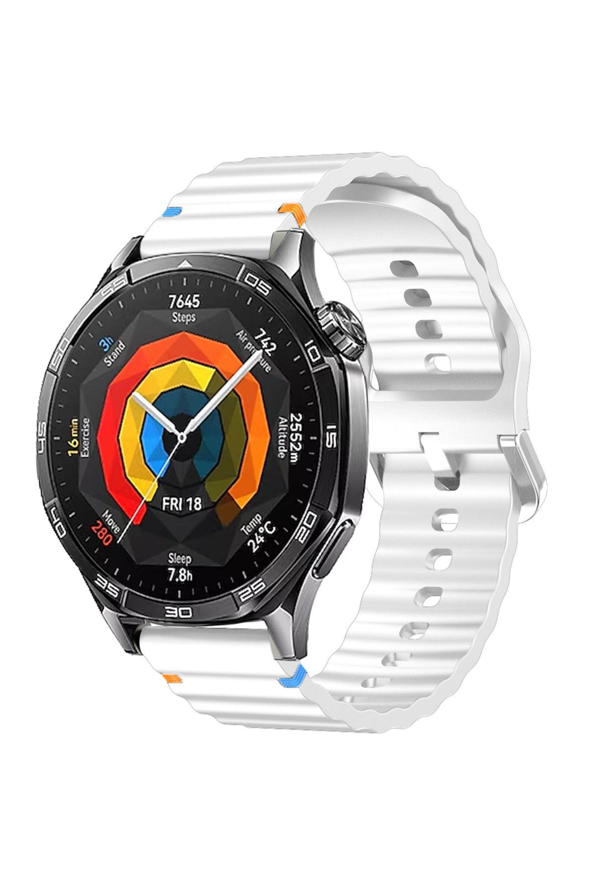 Sneezy Huawei Watch GT3 46mm GT3 Pro 46mm GT3 Se Uyumlu Dalga Desenli Tokalı Yumusaş Soft Silikon Kordon