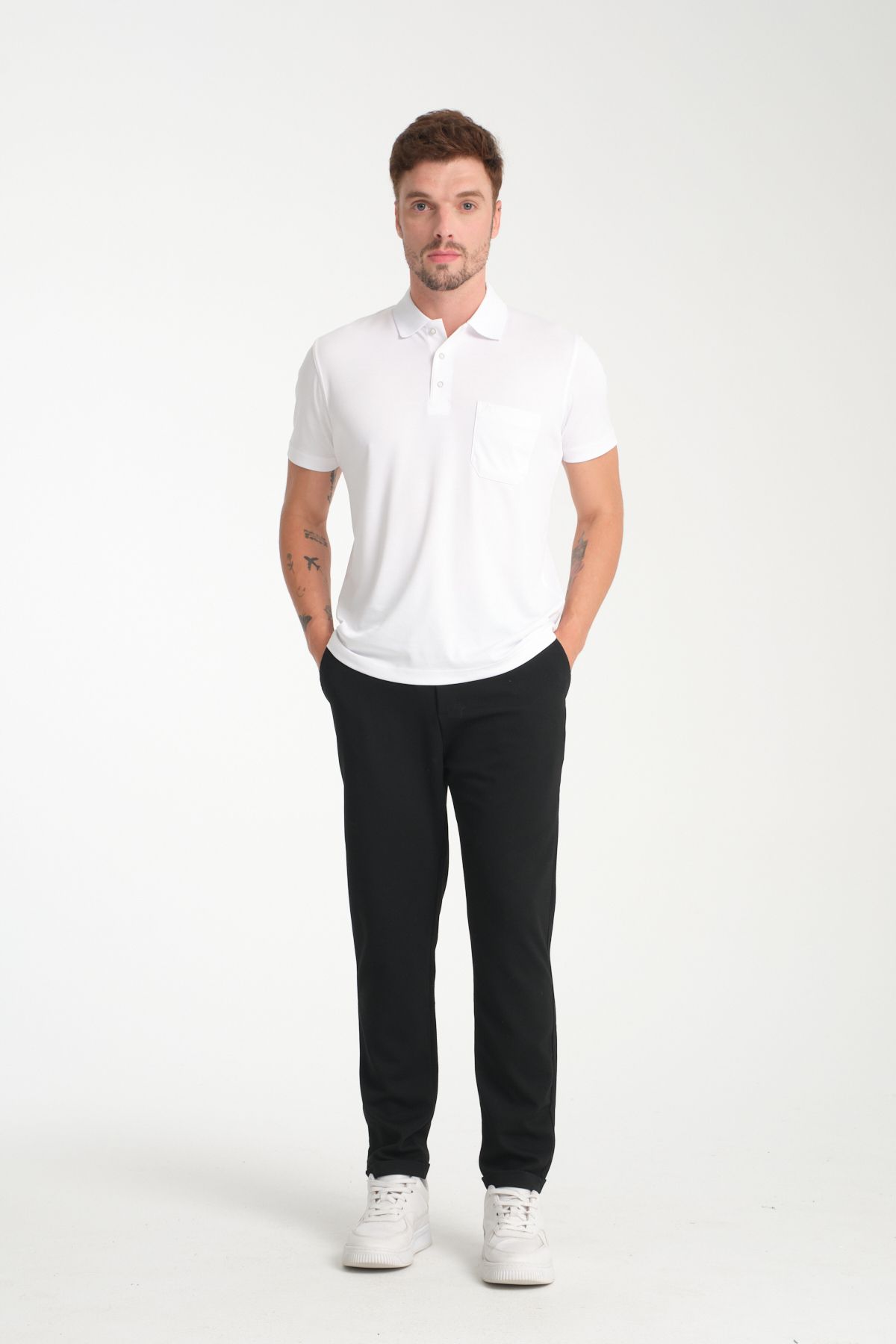 LFC Erkek Regular Fit %80 Pamuklu %20 Polyester Yumuşak Doku Beyaz Polo Yaka Tişört