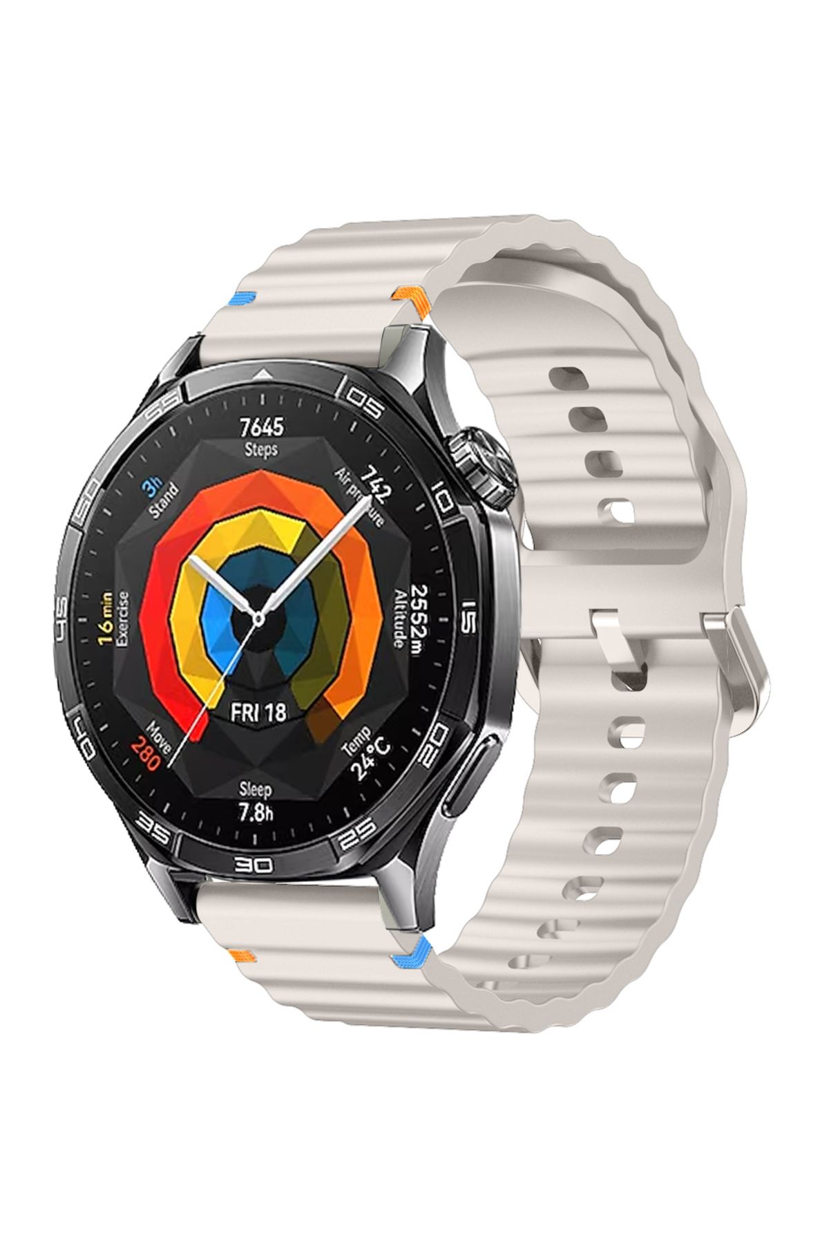 Sneezy Huawei Watch GT4 46mm İle Uyumlu Dalga Desenli Tokalı Yumusaş Soft Silikon Kordon