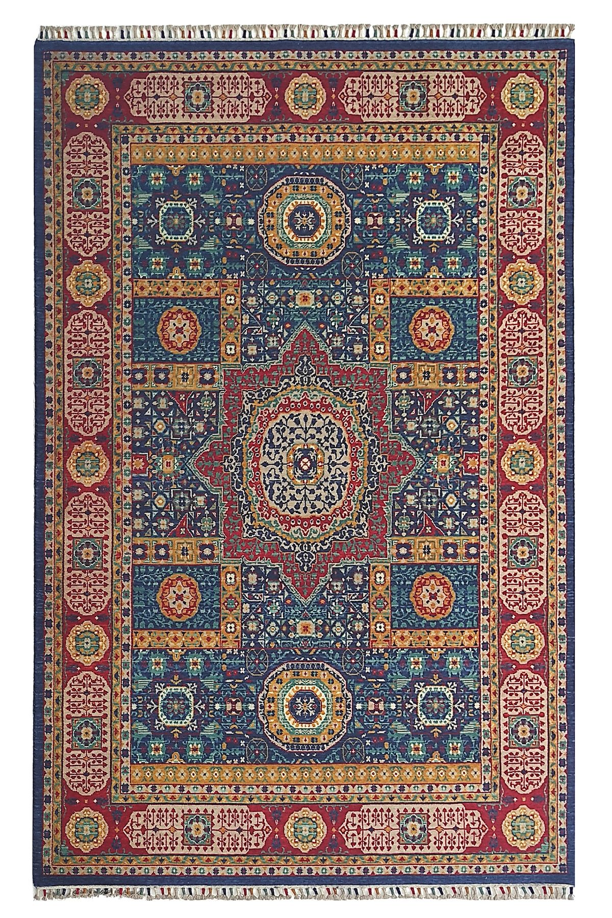 Eko Halı Eko Halı Harem Hrm06 Blue Geleneksel Desenlere Sahip Yün ile Üretilen Renkli Özel Tezgah Halısı