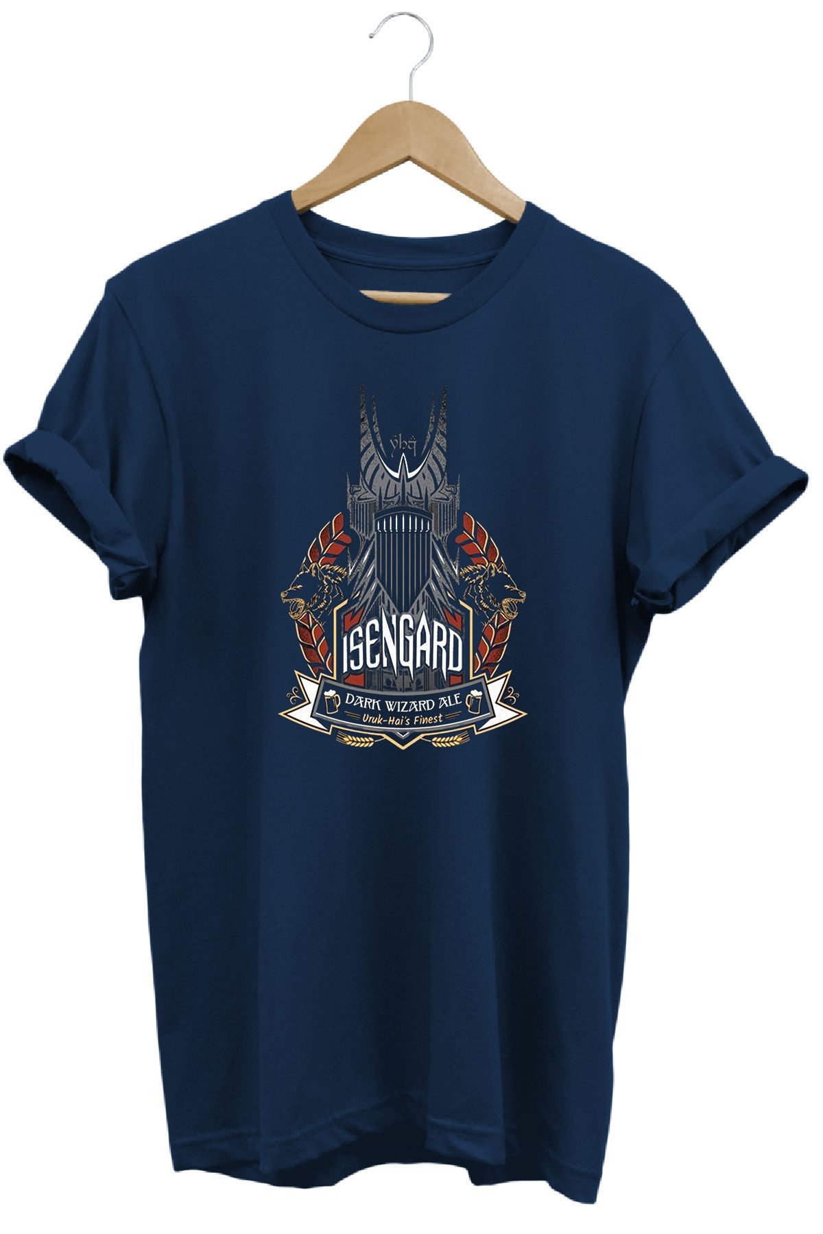 remonz Yüzüklerin Efendisi İsengard Ale Baskılı %100 Pamuk Regular Fit Bisiklet Yaka T-shirt