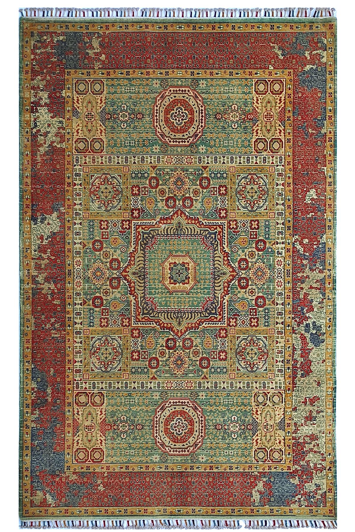 Eko Halı Eko Halı Harem Hrm07 AQUA AntıqGeleneksel Desenlere Sahip Yün ile Üretilen Renkli Özel Tezgah Halısı