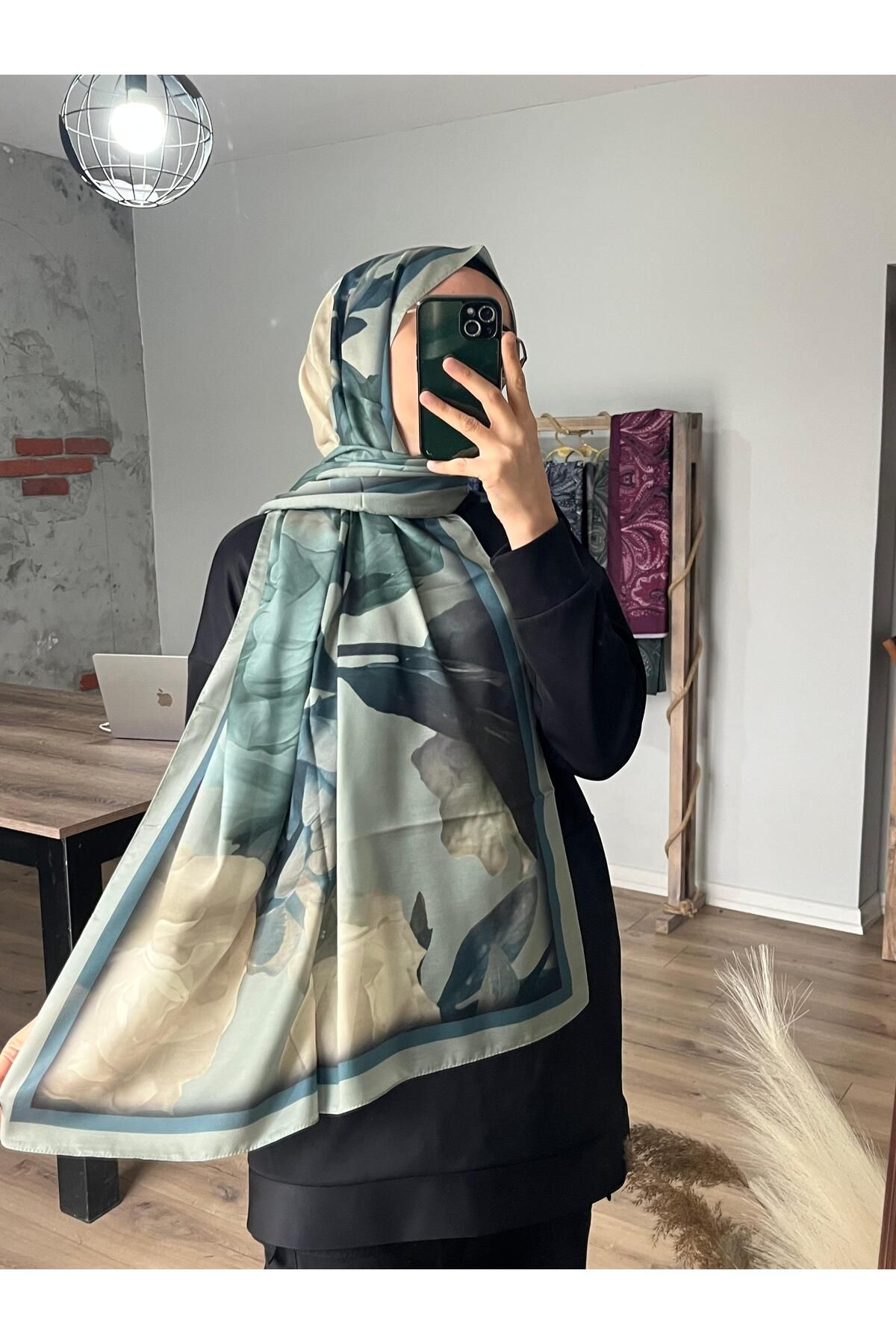 Merwiss Lotus Desen Soft Mint Şal