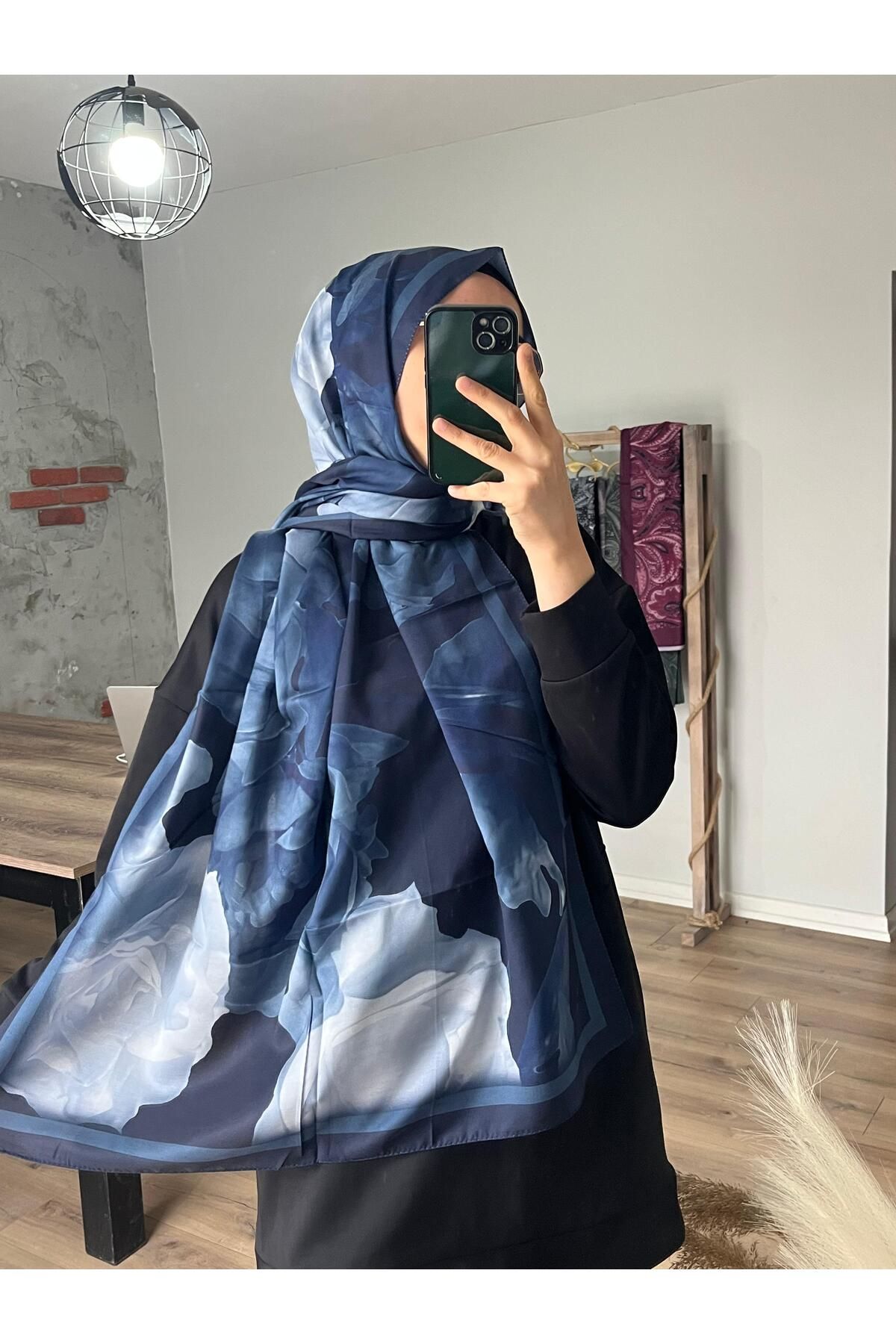 Merwiss Lotus Desen Soft Lacivert Şal