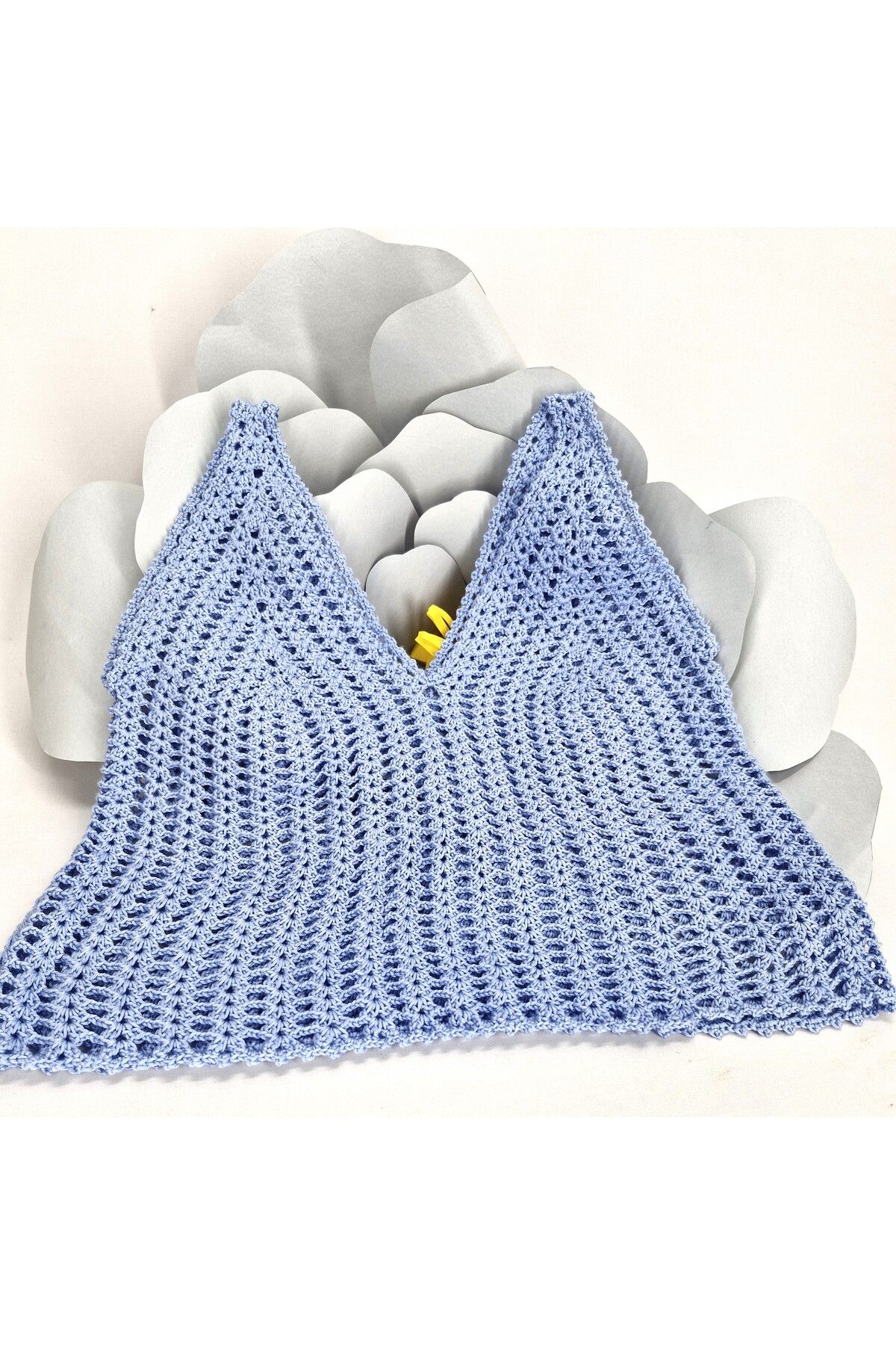 Evitle El Örgüsü Crop Askılı Bluz