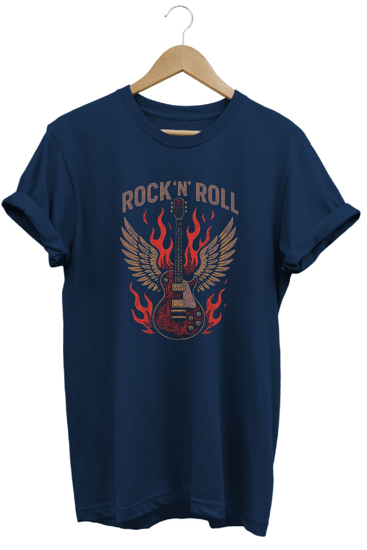 remonz Rock And Roll Baskılı %100 Pamuk Regular Fit Bisiklet Yaka T-shirt