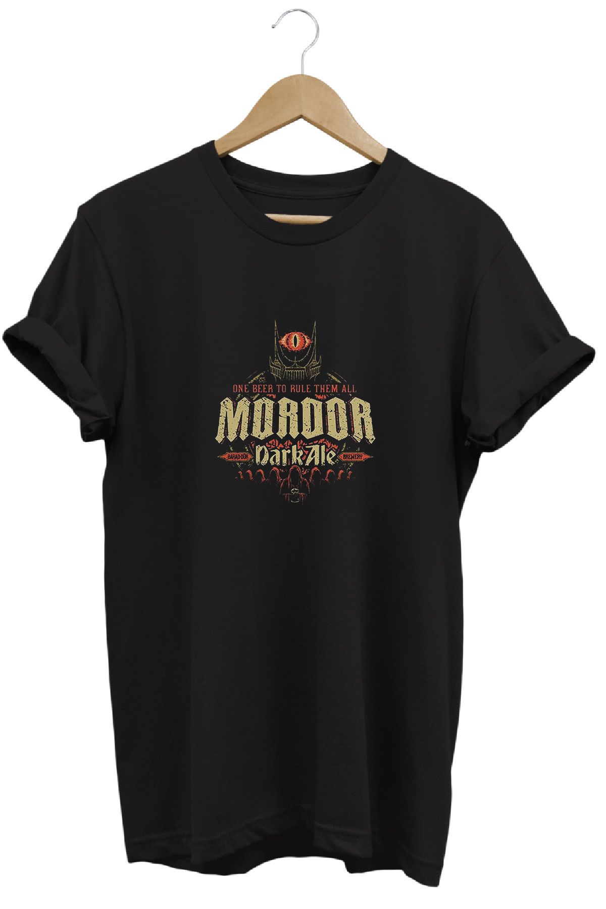 remonz Yüzüklerin Efendisi Mordor Ale Baskılı %100 Pamuk Regular Fit Bisiklet Yaka T-shirt
