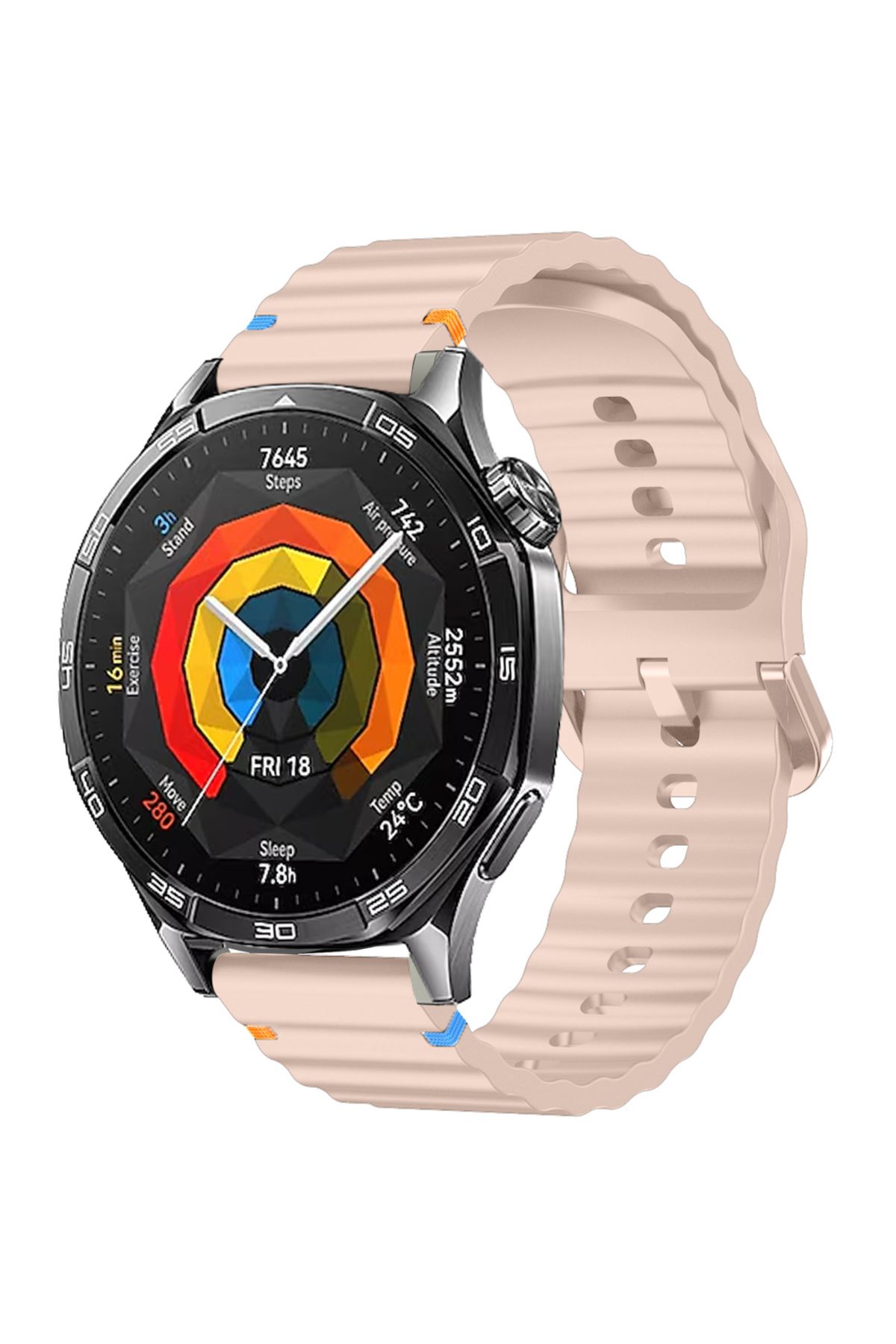 Sneezy Huawei Watch GT4 46mm İle Uyumlu Dalga Desenli Tokalı Yumusaş Soft Silikon Kordon