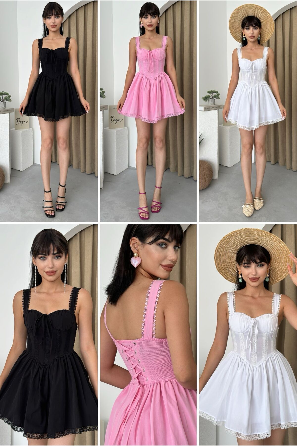 gülcanla moda Black Dantel Detay Mini Elbise