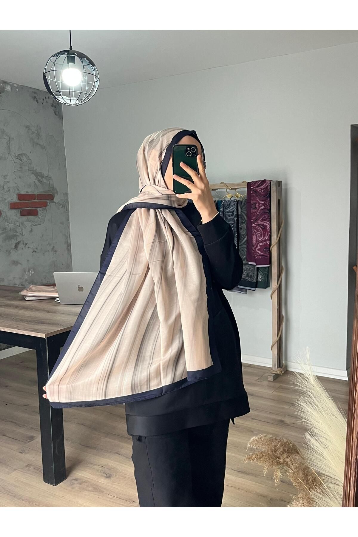 Merwiss Ahenk Desen Soft Lacivert Şal