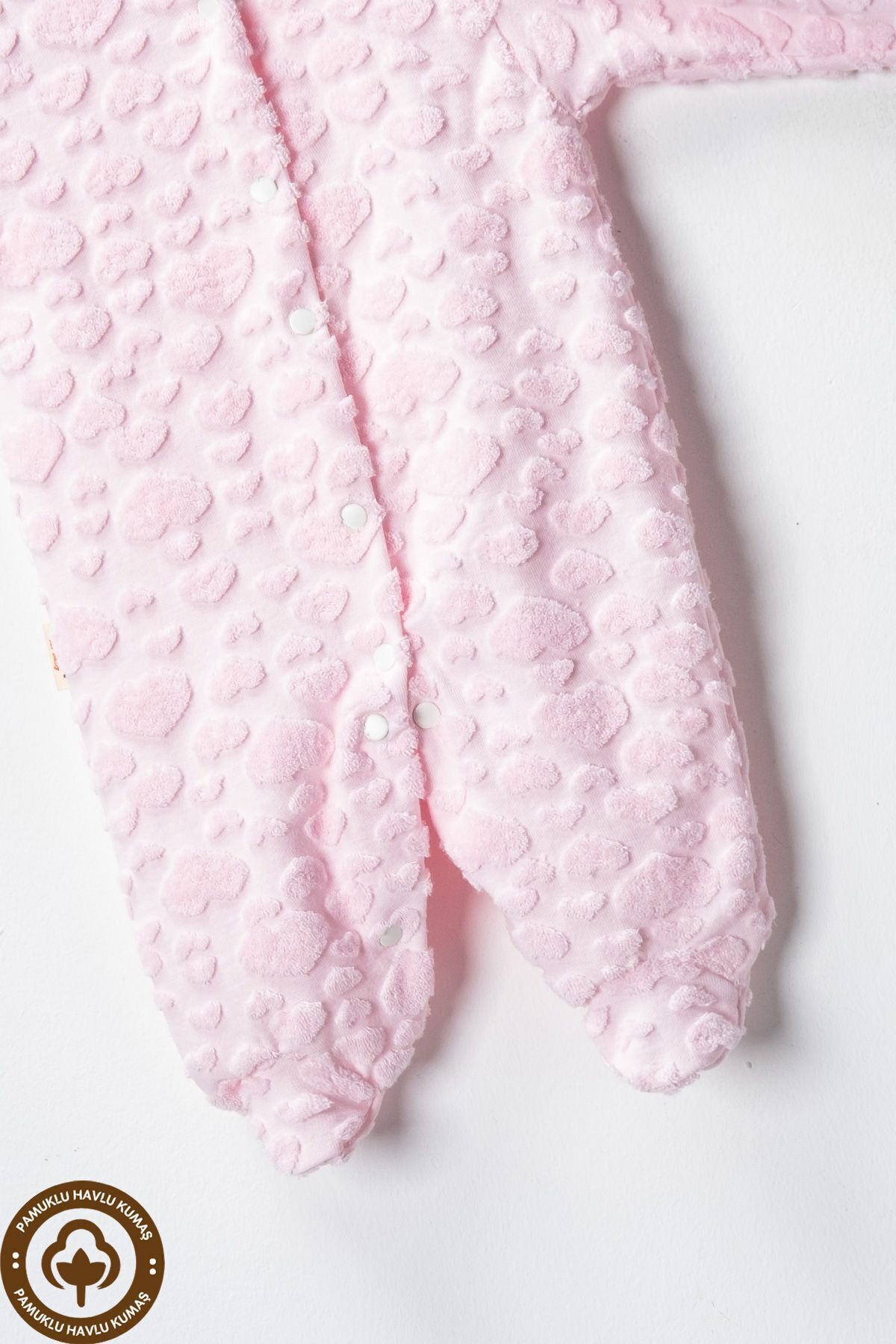 Miniel Unisex Bebek Desenli Havlu Kumaş 3-6-9 Ay Pamuklu Patikli Bebek Tulum fotoğrafı 3 (önizleme)