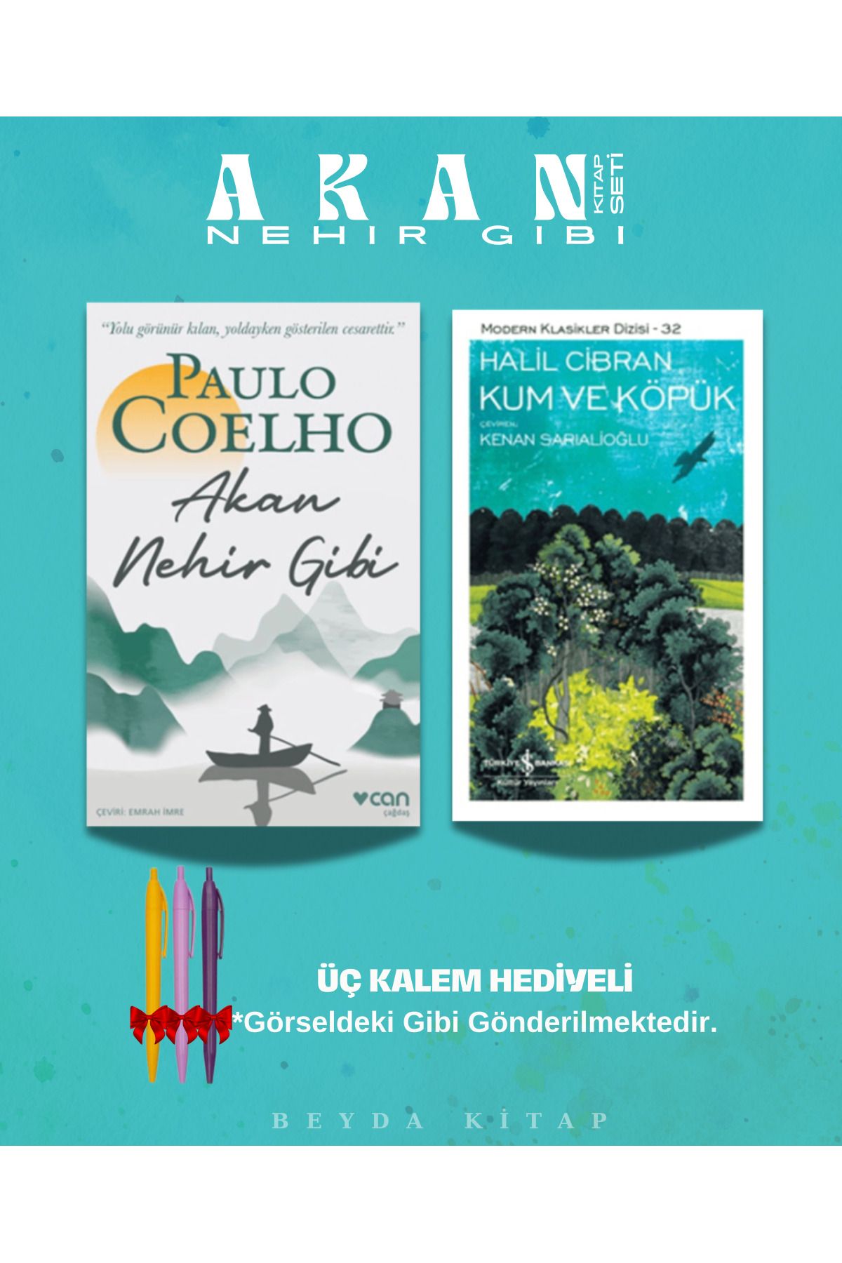 TÜRKİYE İŞ BANKASI KÜLTÜR YAYINLARI Akan Nehir Gibi - Kum ve Köpük - Paulo Coelho - Kalem Hediyeli - Kitap Seti