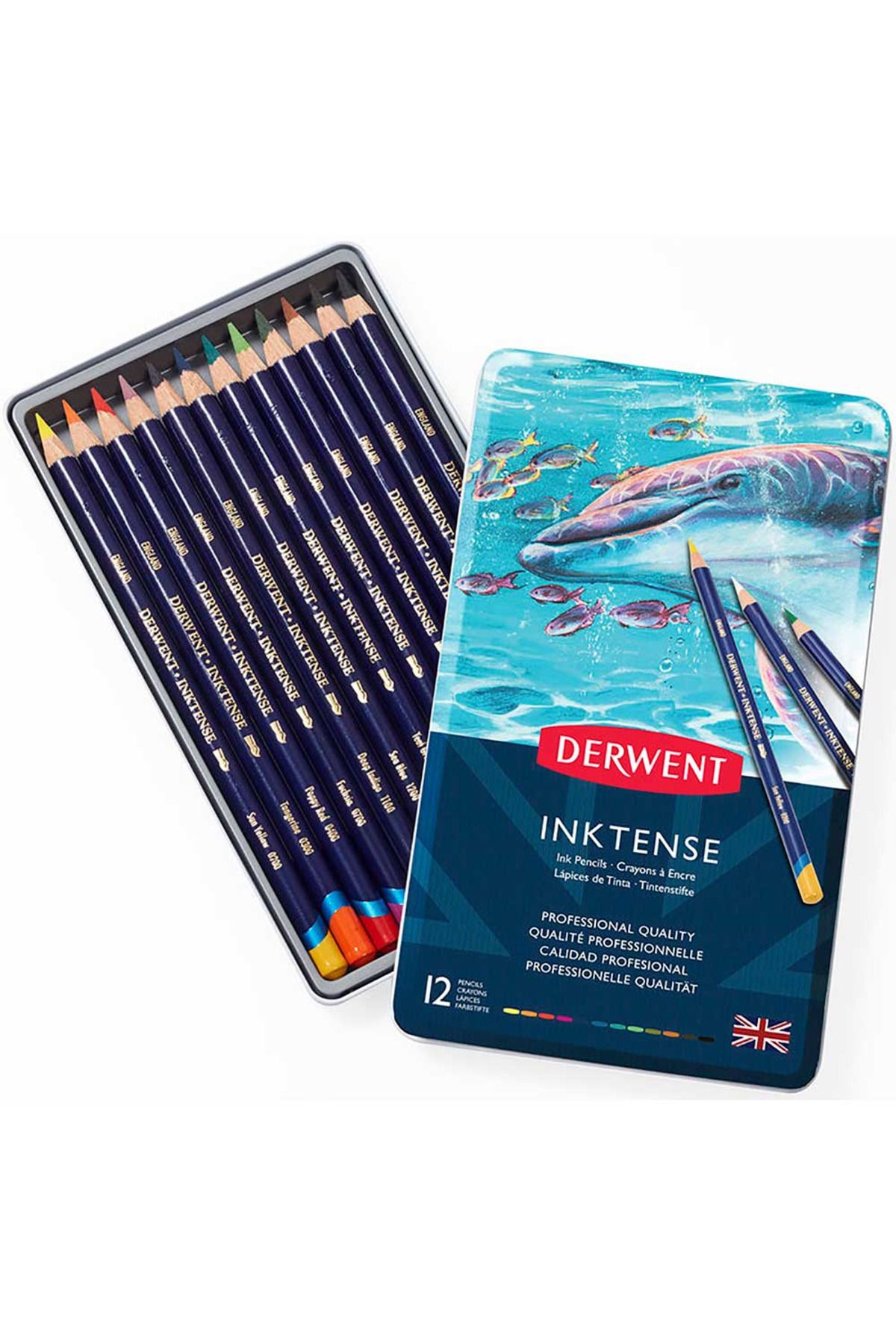 Derwent İNKTENSE SULUBOYA KALEMİ 12 RENK METAL KUTU SET