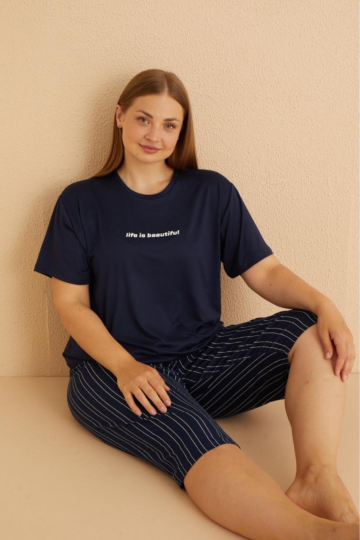 Mihra Stil Mihra 50503-773 Kadın Büyük Beden Pijama Takımı